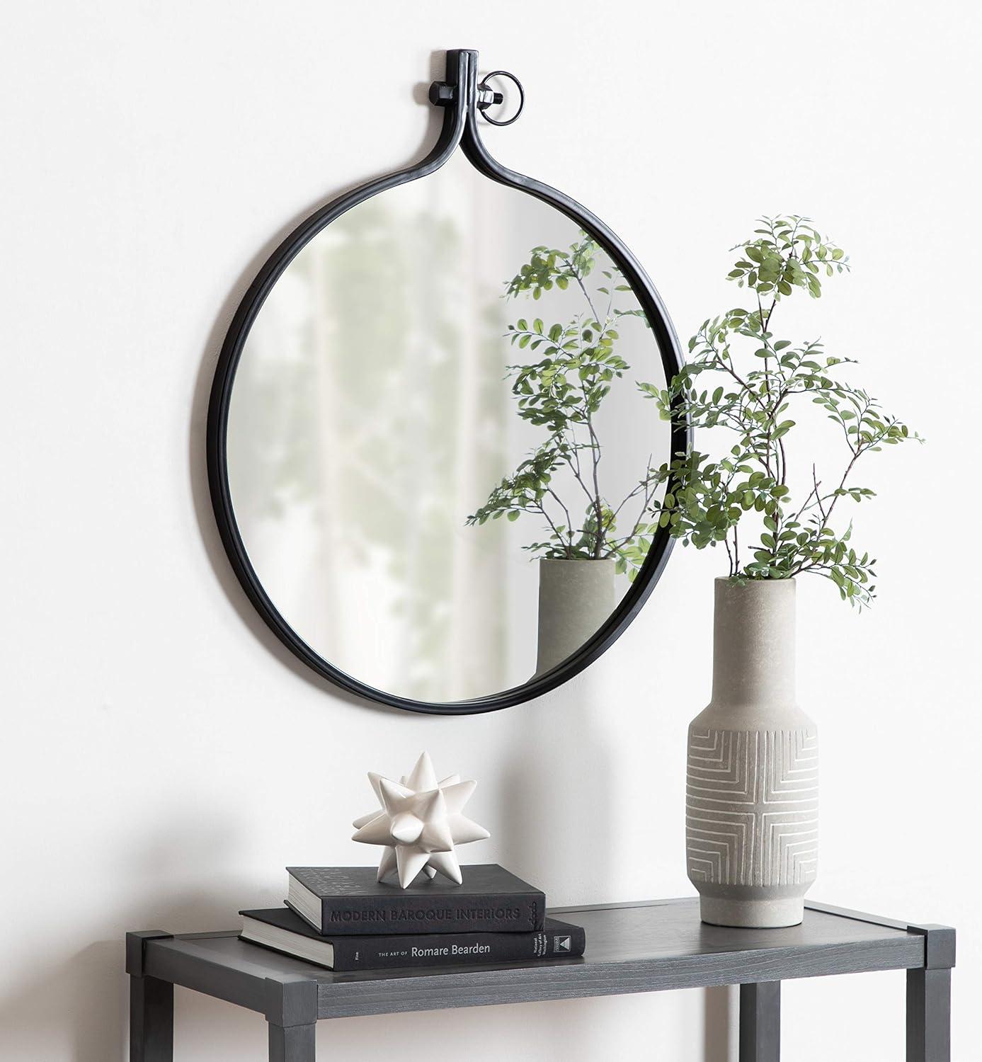 24" x 28" Yitro Metal Framed Wall Mirror Bronze - Kate and Laurel: Round, Oil Rubbed, Hanging Decor