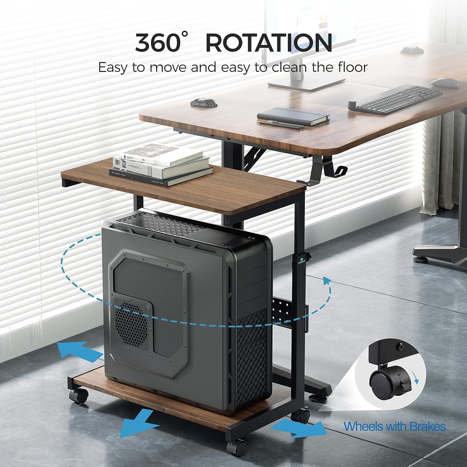 EUREKA ERGONOMIC Mobile Height Adjustable CPU Cart with Mouse Pad