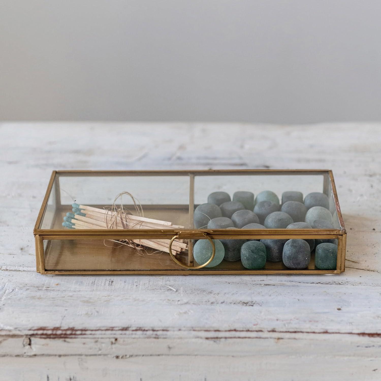 Creative Co-Op Brass & Glass Display Box