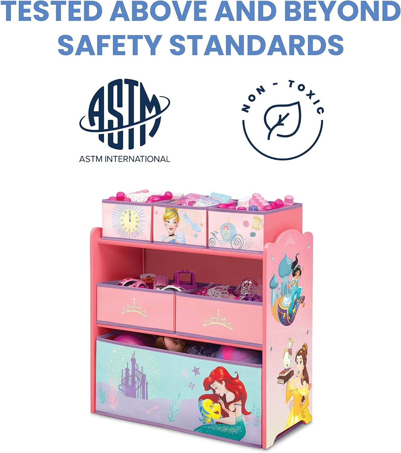 Delta Children Disney Princess 6 Bin Design and Store Toy Organizer - Greenguard Gold Certified