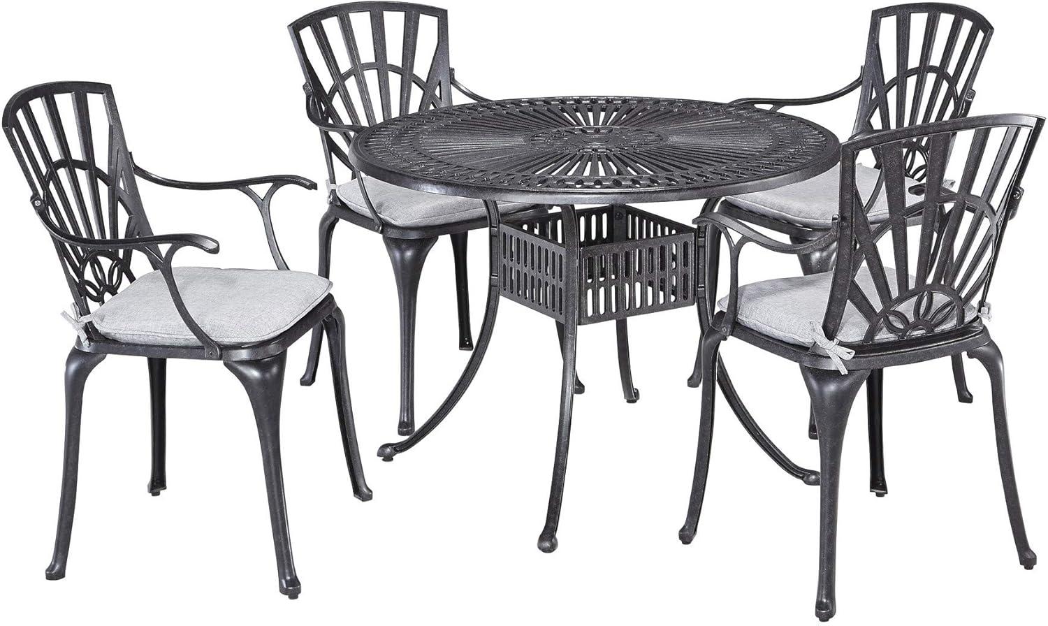 Homestock African Artifacts Charcoal Aluminum Outdoor Dining Table