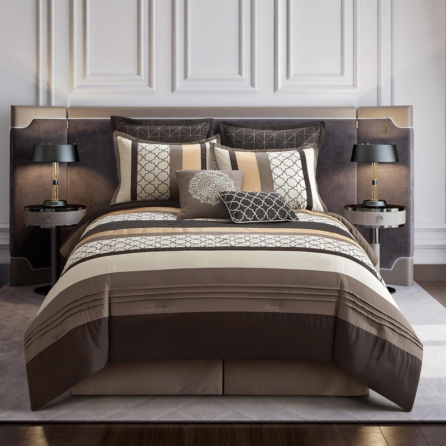 Nanshing America, Inc Avalon Microfiber Modern & Contemporary 8 Piece Comforter Set