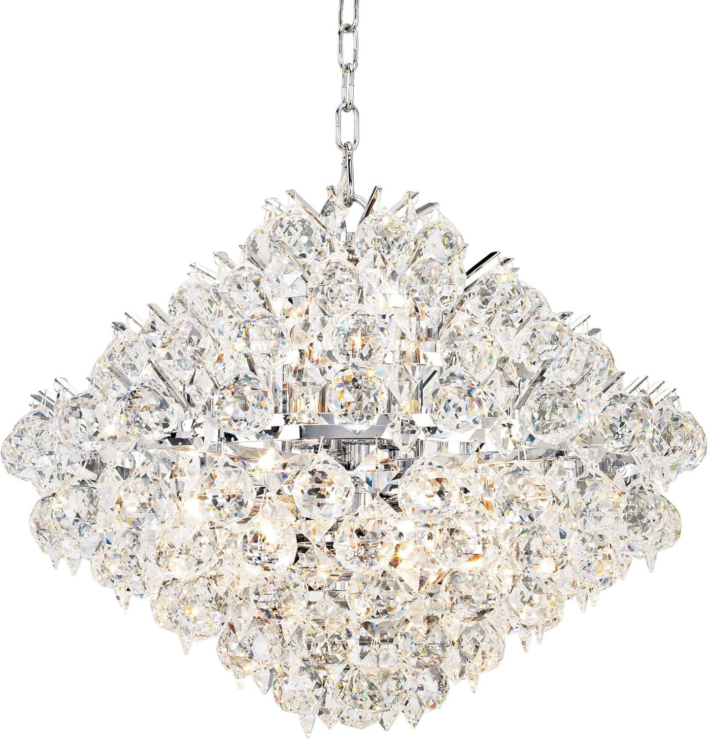 Vienna Full Spectrum Essa Chrome Pendant Chandelier 20" Wide Modern Crystal Balls Diamond Glass 16-Light Fixture for Dining Room Foyer Kitchen Island