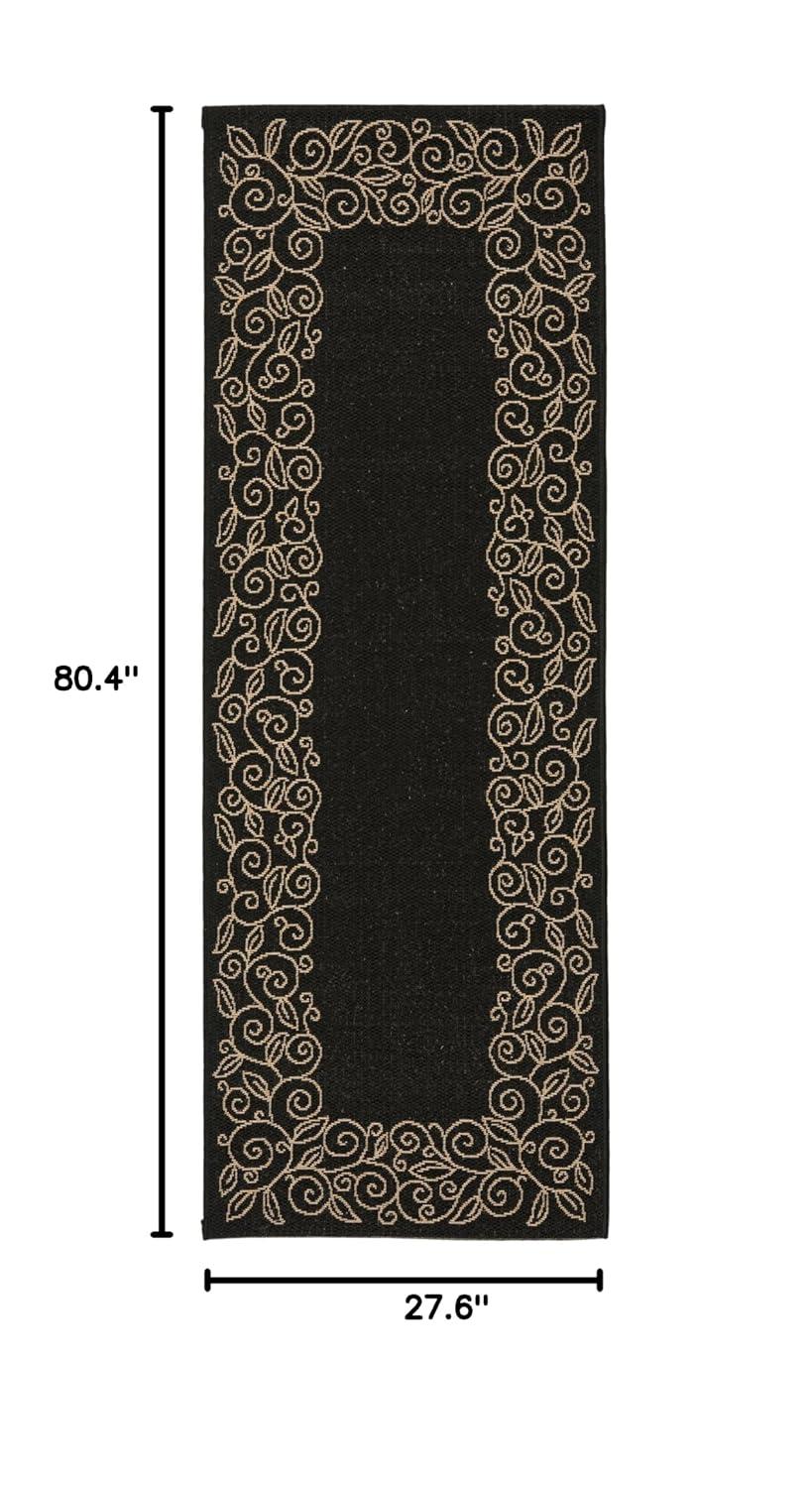 Courtyard CY5139 Power Loomed Indoor and Outdoor Runner Rug - Black/Beige - 2'3"x6'7" - Safavieh