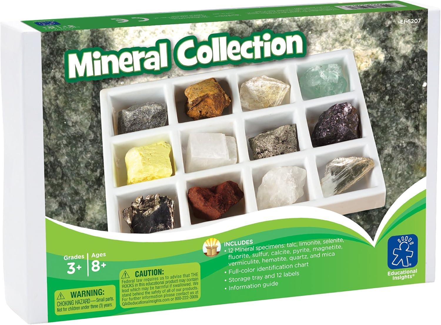 Educational Insights Minerals Collection, 12 Pieces with Storage Tray, Ages 8+