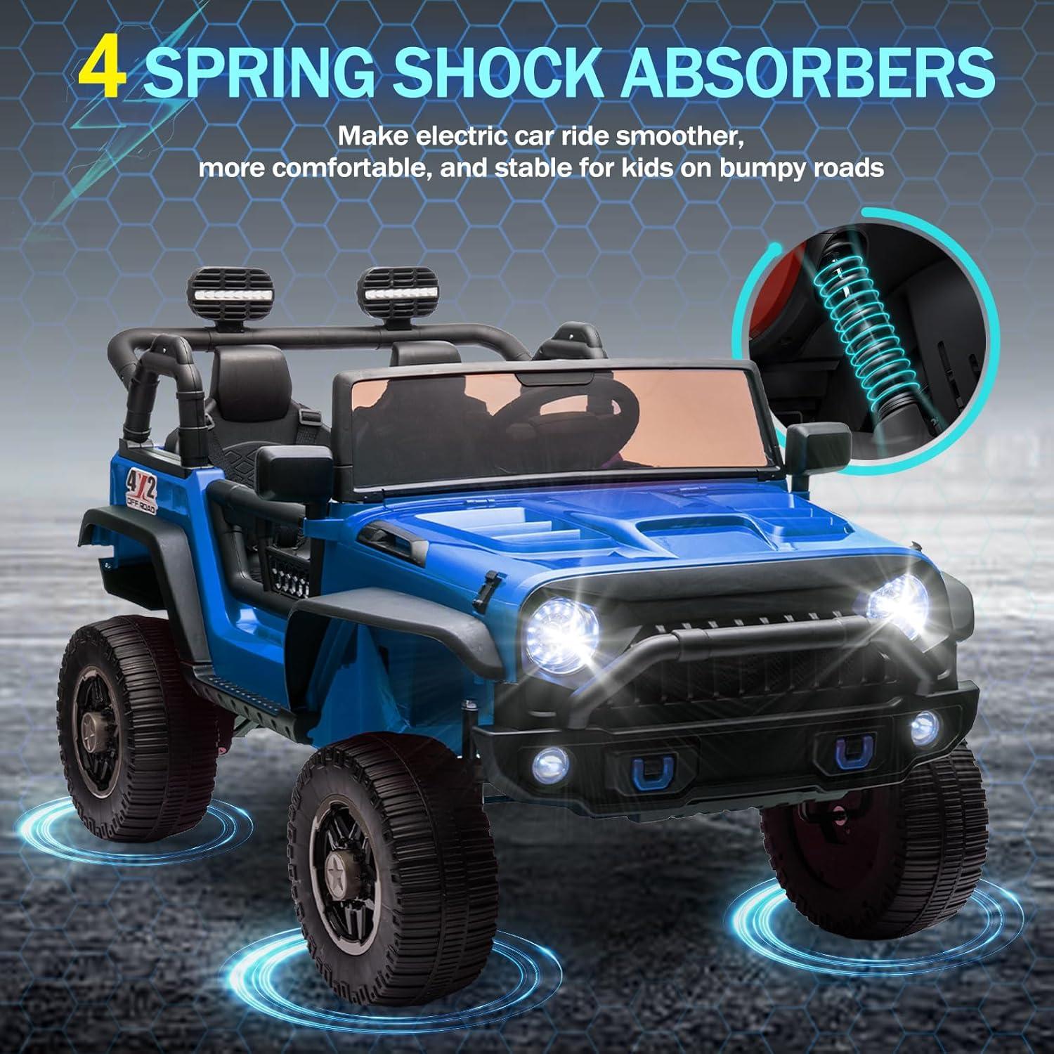 Ancheer 24V Real 2 Seater Ride On Toys Electric SUV Jeep Car With Remote Control,2WD/4WD Switchable, 4X100W Motor, Bluetooth, Music, USB, Lights