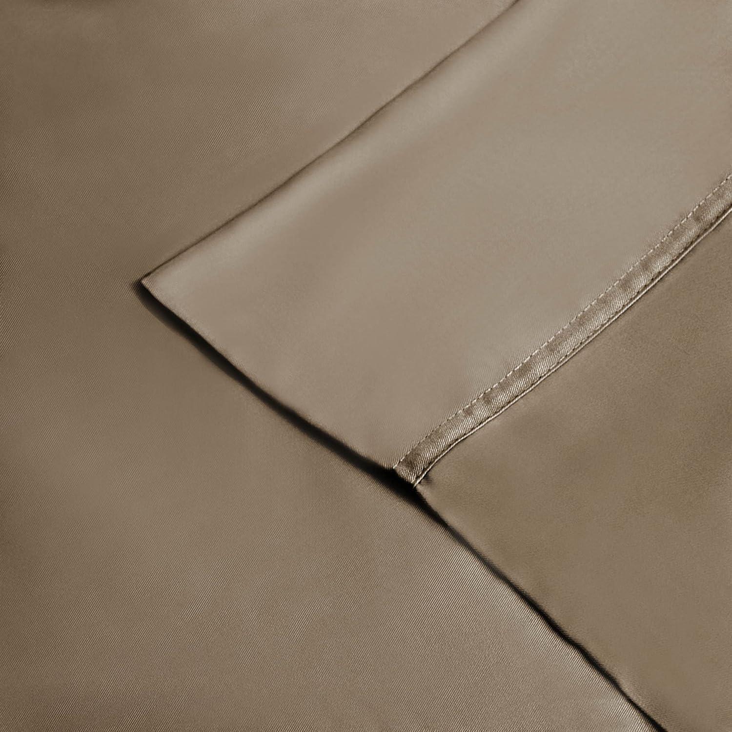 Taupe Twin Organic Bamboo Cotton Deep Pocket Sheet Set