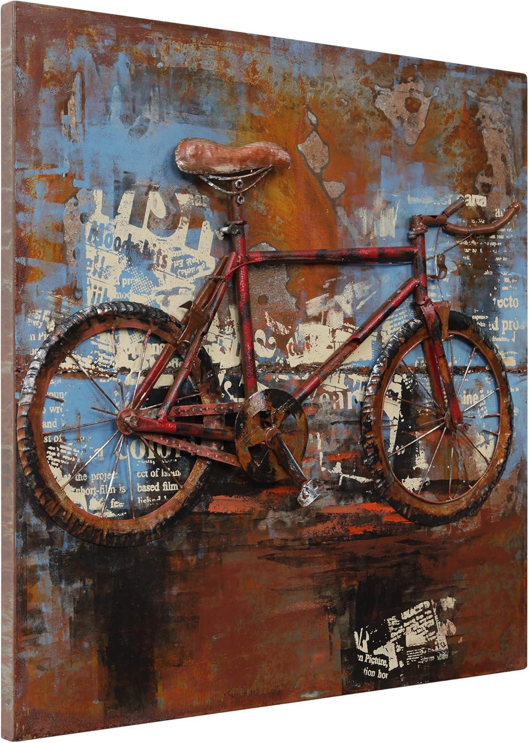 Empire Art Direct  Primo Mixed Media Hand Painted Iron Wall Sculpture - Biking