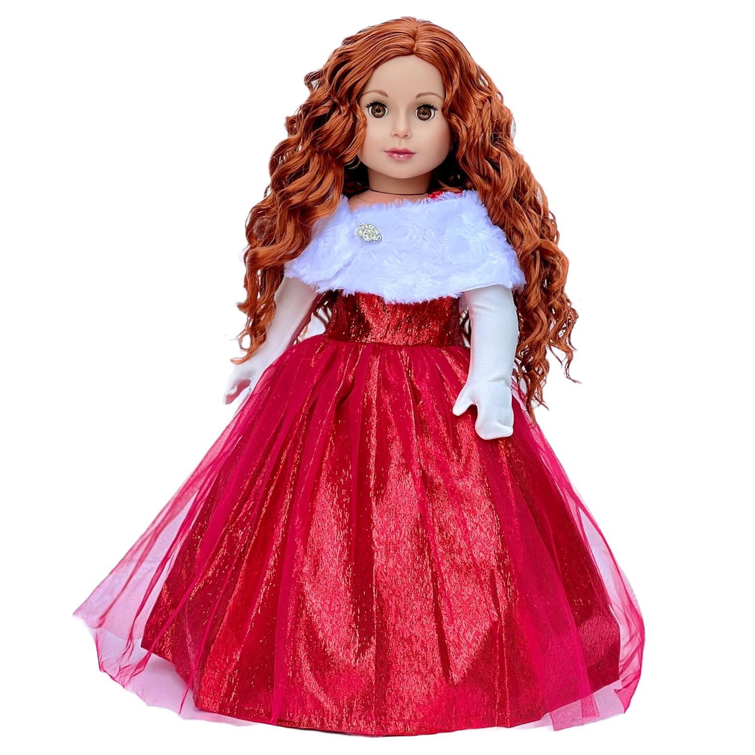 Lady in Red - 3 Piece 18 inch Doll Outfit - Red Gown, Gloves and Cape - (Doll Not Included)