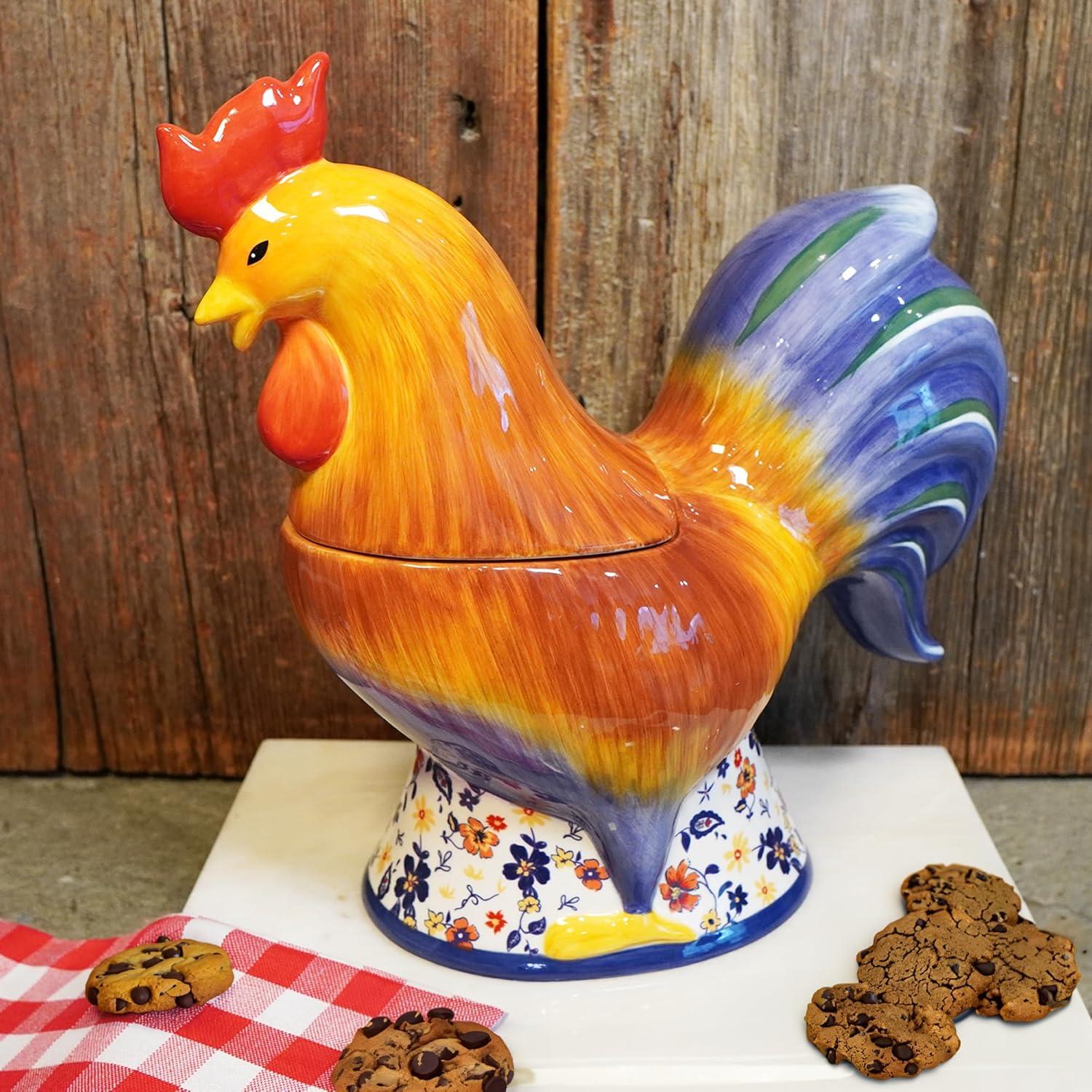 Certified International Morning Rooster 3-D Rooster Cookie Jar 12.25in x 5.75in x 11.5in 48 oz