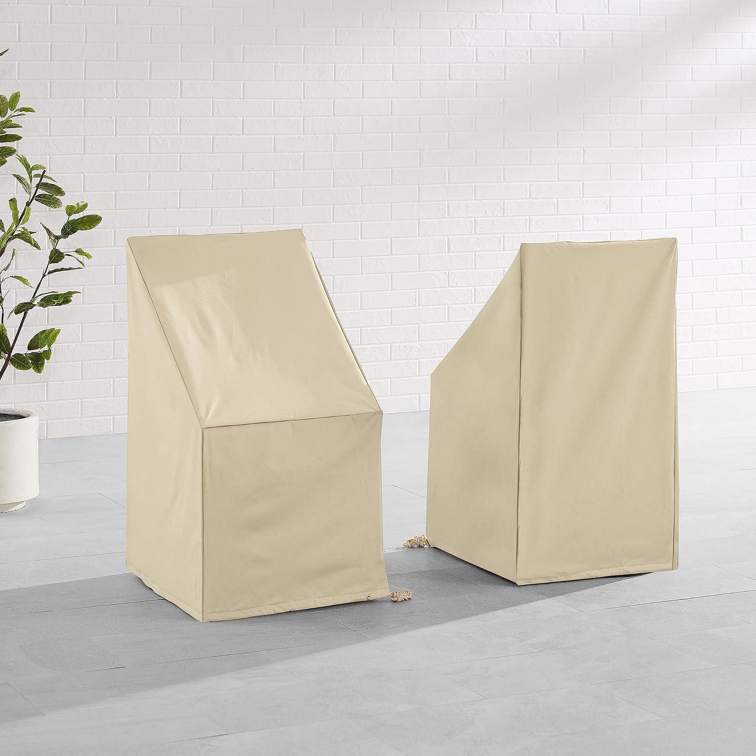 Tan Heavy Gauge Vinyl Outdoor Dining Chair Covers, Set of 2