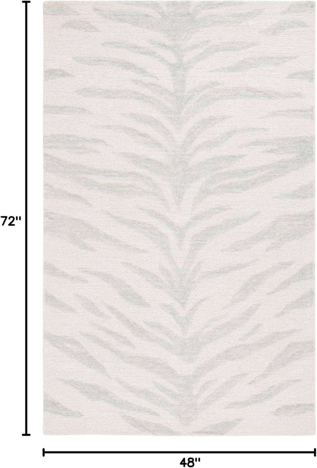 Handmade Tufted Pink/Ivory Wool 4' x 6' Rectangular Rug