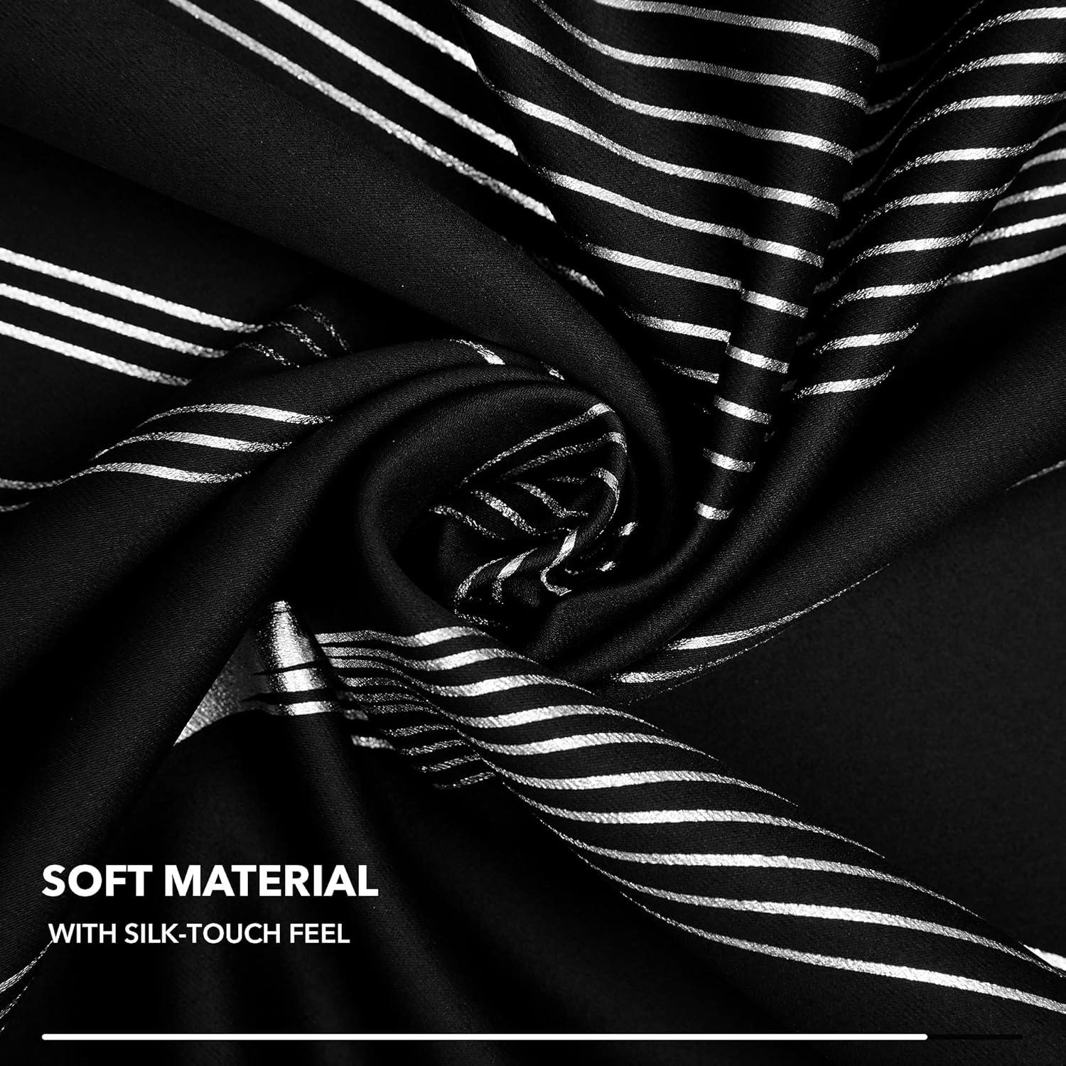 Deconovo Silver Wave Room Darkening Grommet Curtains (2 Panels) Light Beige 52W x 84L