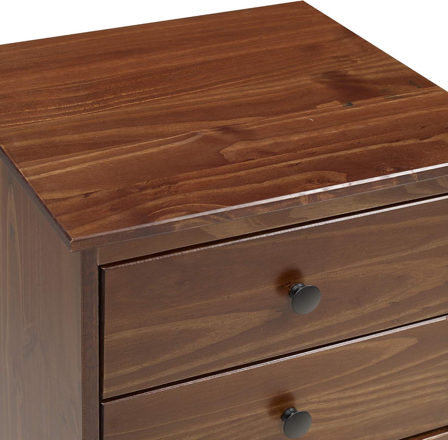 Walnut Solid Wood 3 Drawer Nightstand Set, 2 Pack