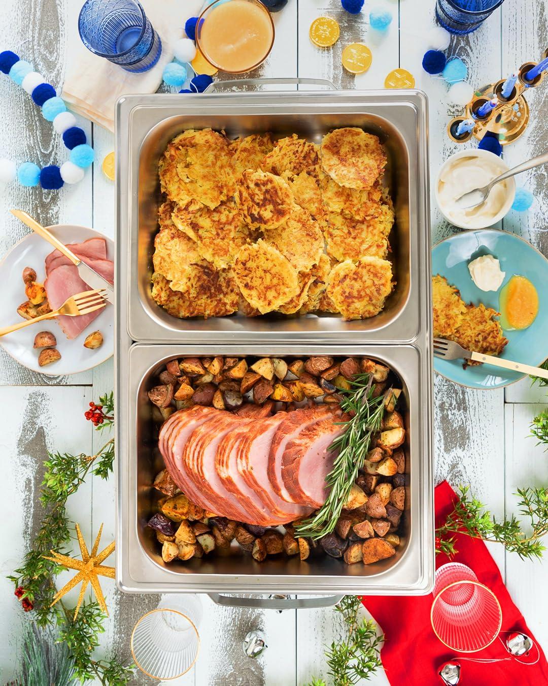 Sterno Buffet Kit Foldable Chafing Dish Buffet Set - Chafing Dishes for Buffet & Catering Food Warmers - Catering Supplies & Food Warming Trays for Buffet Party - 8-Piece Chafing Dish Set