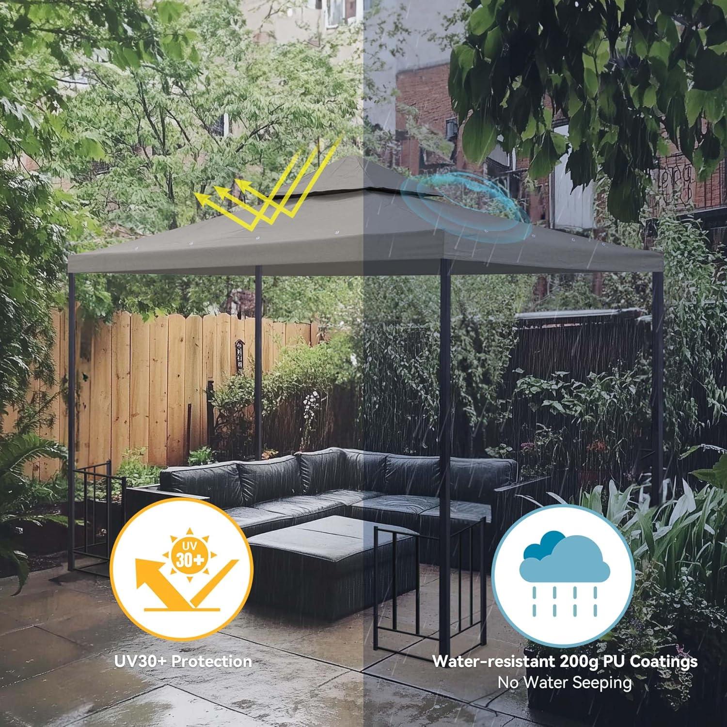 Yescom Yescom Canopy Top Replacement for 2-Tier Crescent TJSG081 Gazebo Outdoor Garden Yard Patio Cover
