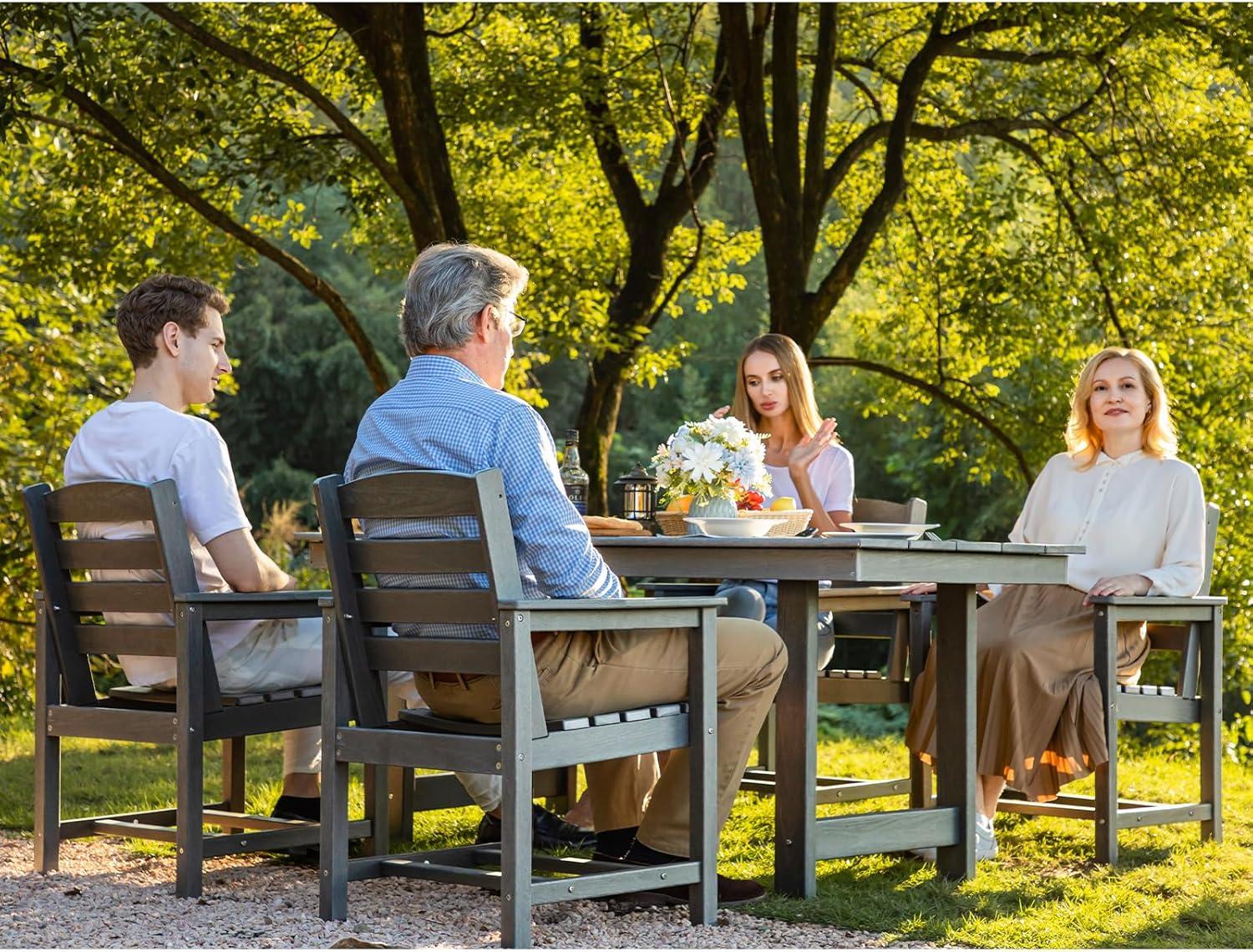 Mabry 5 Piece Patio Dining Set, Patio tables with 4 Chairs,Patio Furniture Sets Made of HDPE Materia and Metal Frame Reinforcement for Backyard, Porch, Lawn，Party and Garden,Gray