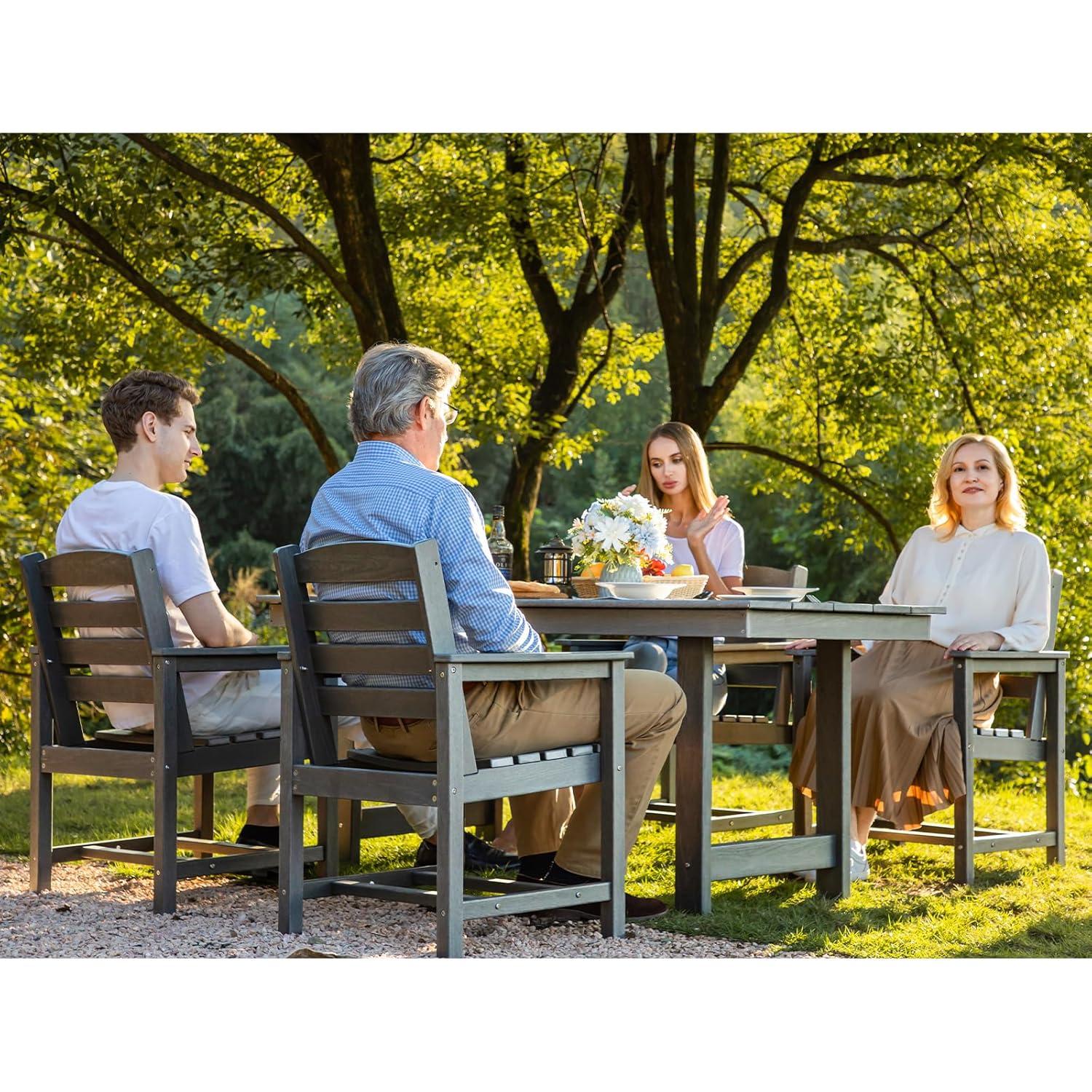 Mabry 5 Piece Patio Dining Set, Patio tables with 4 Chairs,Patio Furniture Sets Made of HDPE Materia and Metal Frame Reinforcement for Backyard, Porch, Lawn，Party and Garden,Gray