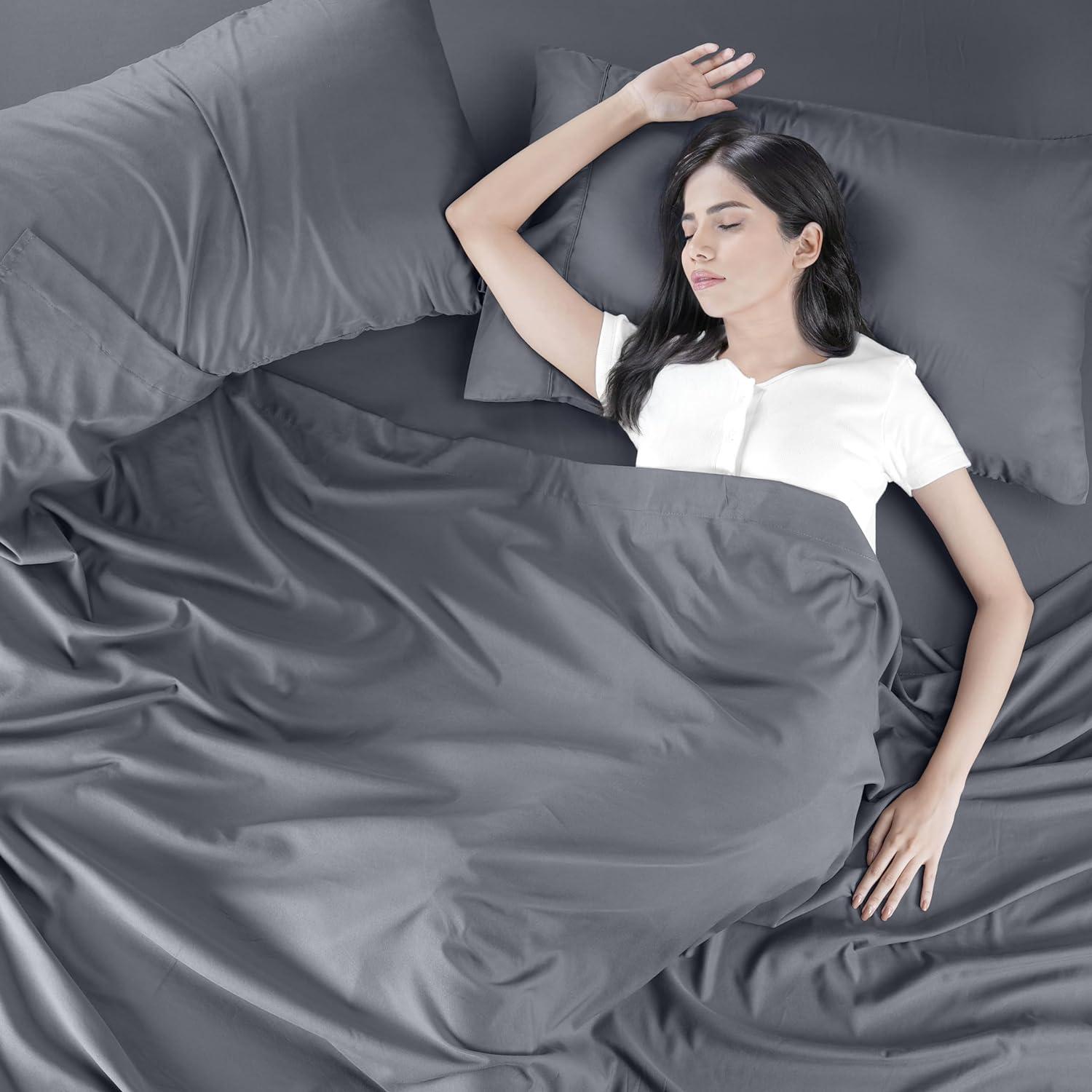 Utopia Bedding Solid 4 Piece Bed Sheets Set For Adults - Microfiber, Fade Resistant (Queen, Grey)