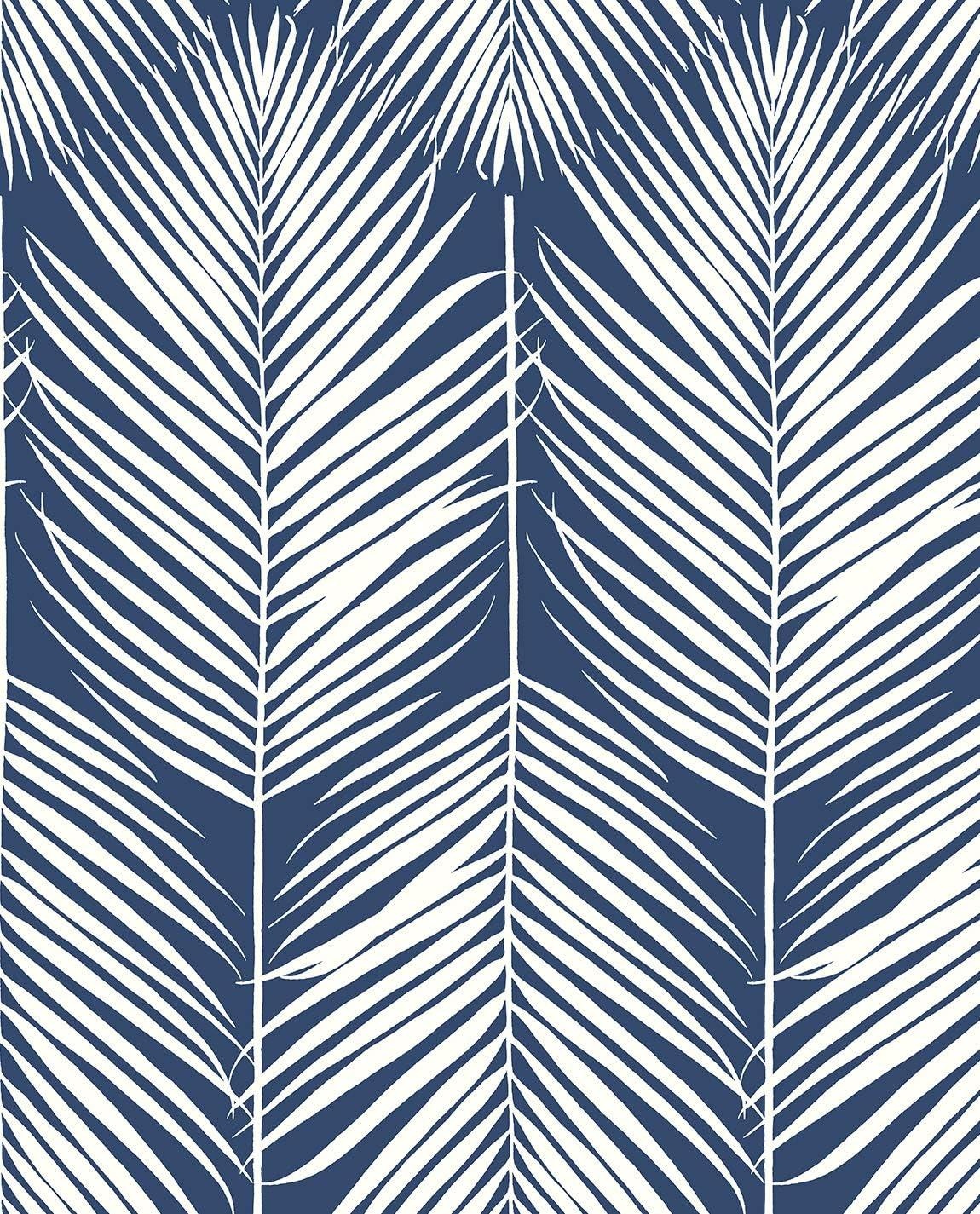 NextWall Coastal Blue Palm Silhouette Peel and Stick Wallpaper