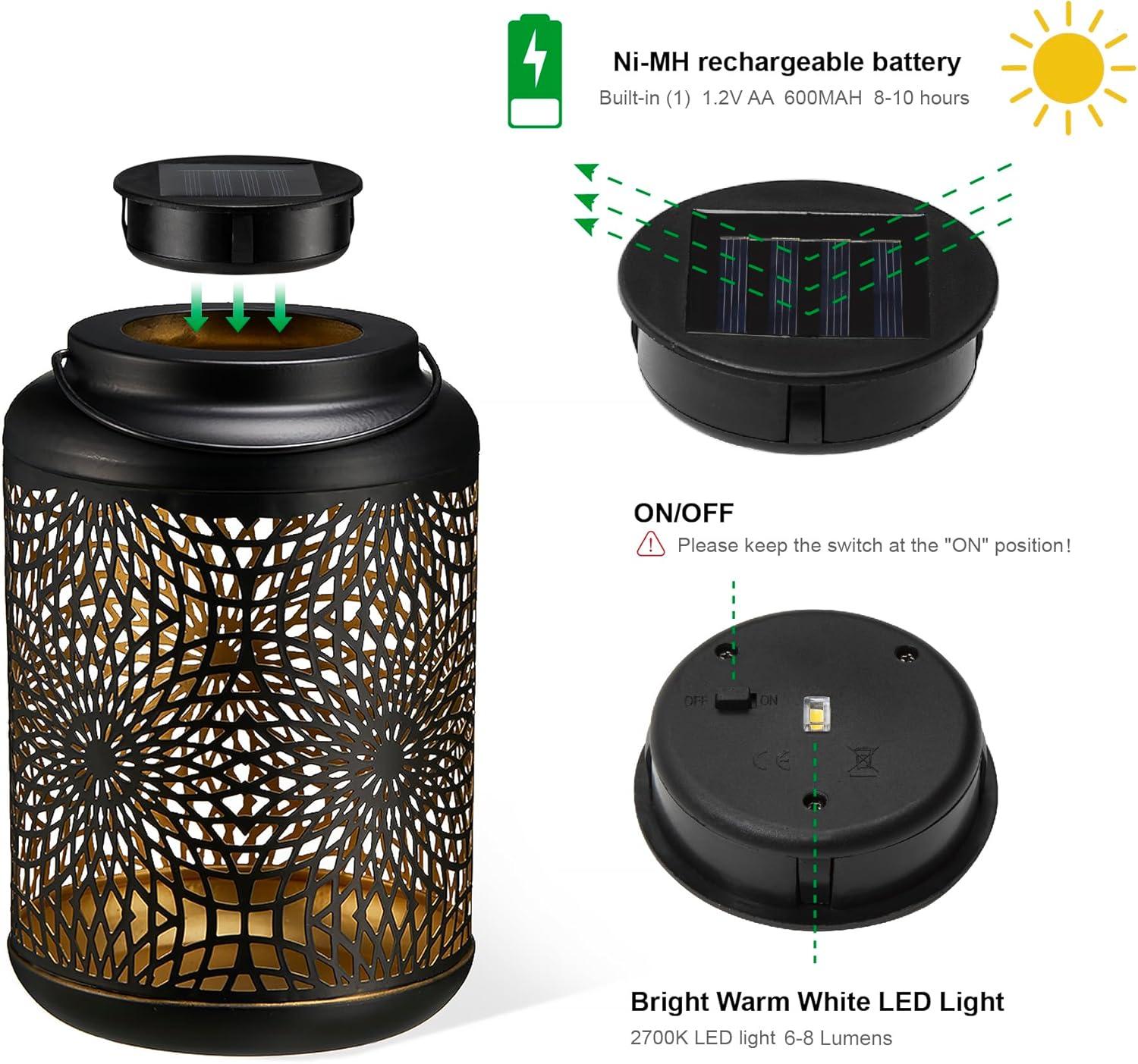 Winston Porter 8.75"H Metal Cutout Solar Powered Outdoor Hanging Lantern