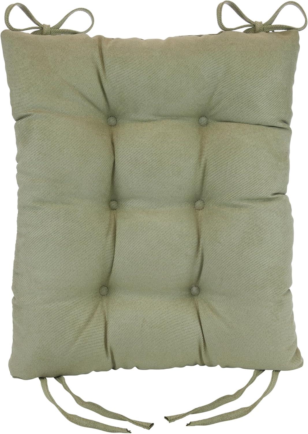 Klear Vu Omega Non-Slip Rocking Chair Cushion Set, Assembled in USA, Thick Padding & Tufted Design, Includes Seat Pad & Back Pillow with Ties, 17x17 Inches, 2-Piece Set, Twillo Thyme