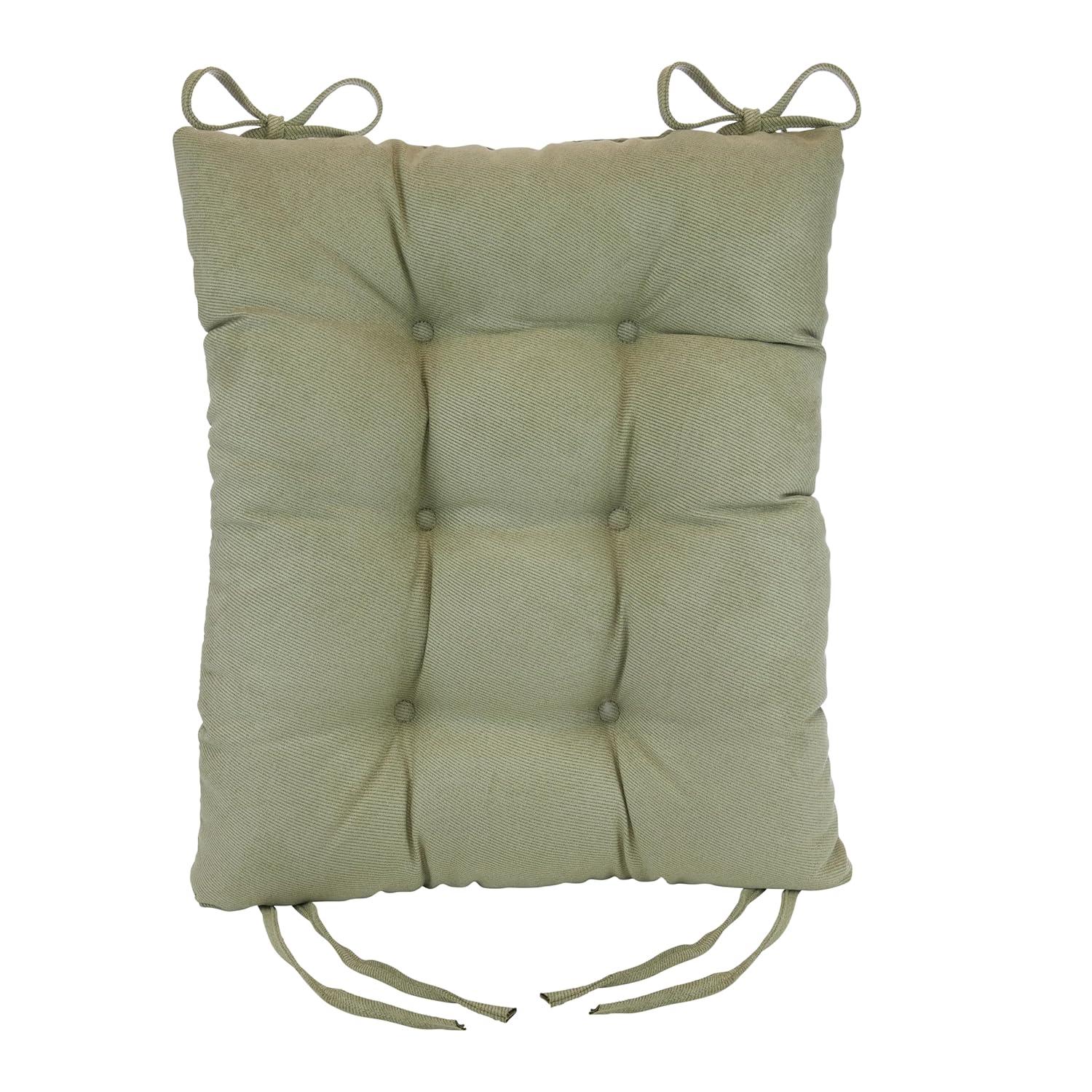 Klear Vu Omega Non-Slip Rocking Chair Cushion Set, Assembled in USA, Thick Padding & Tufted Design, Includes Seat Pad & Back Pillow with Ties, 17x17 Inches, 2-Piece Set, Twillo Thyme