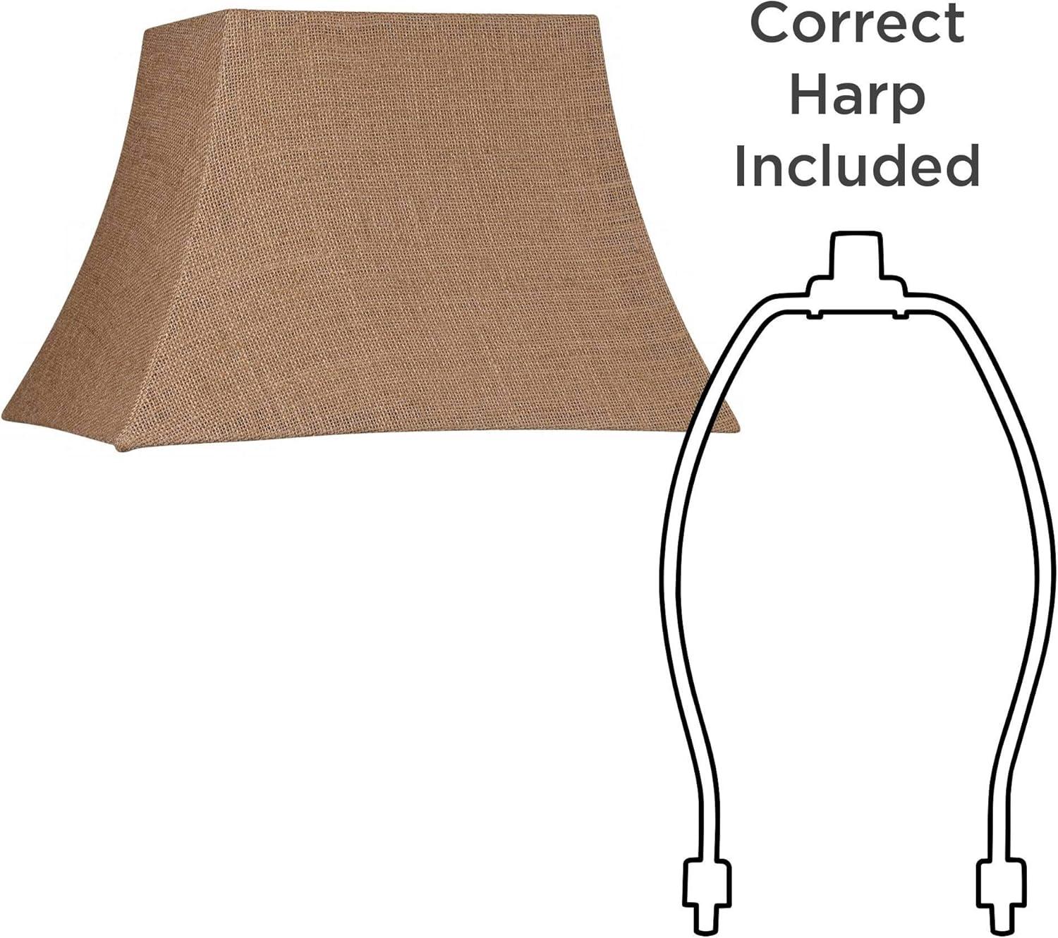 Springcrest Natural Burlap Medium Rectangle Lamp Shade 10" Wide x 7" Deep at Top and 16" Wide x 12" Deep at Bottom and 11" Slant x 10.5" H (Spider)