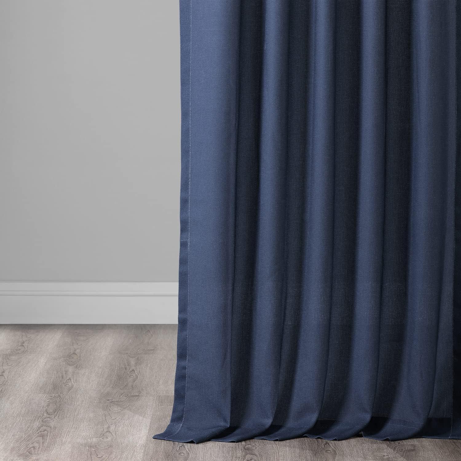 Ombre Blue Faux Linen Sheer Curtain (1 Panel), Ombre Blue, 50W X 96L