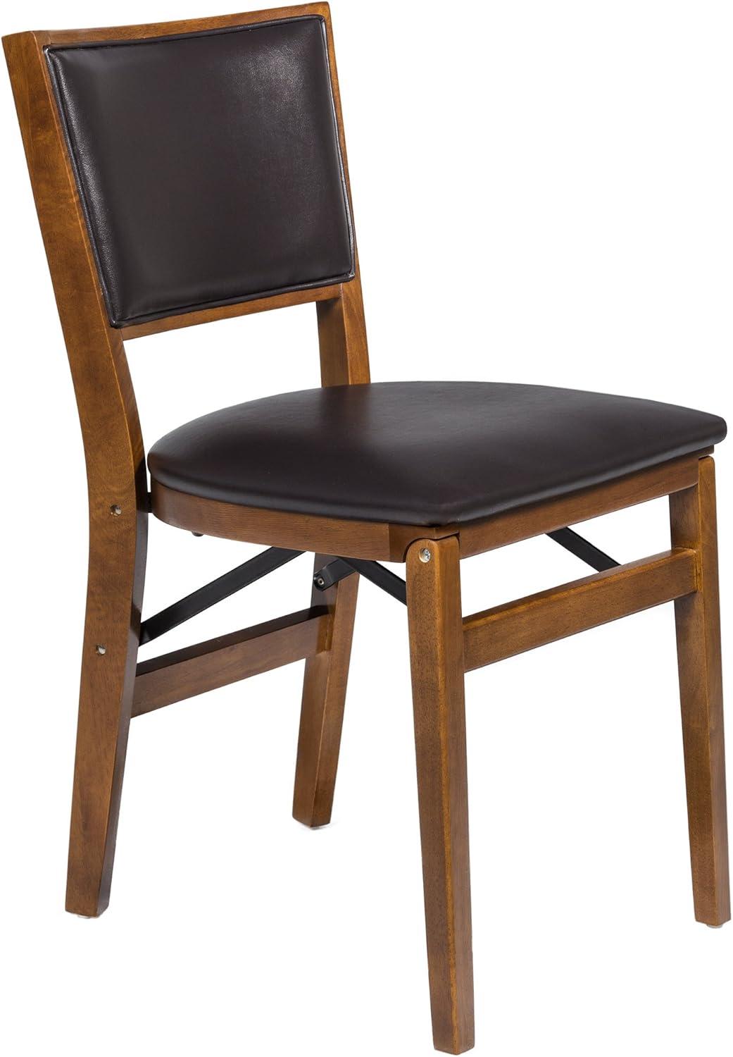 Stakmore Set of 2 Retro Upholstered Back Folding Chair Fruitwood: Polyester Seat, No Assembly, 300lb Capacity