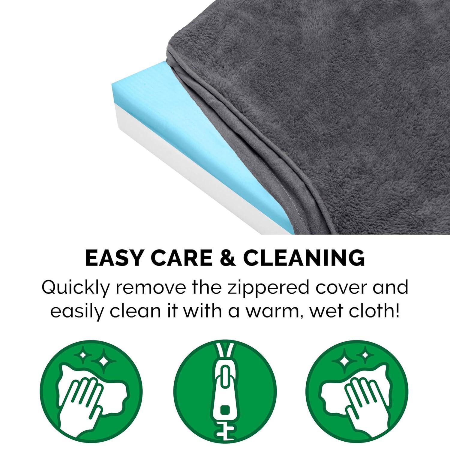 Furhaven Cooling Gel Dog Bed for Large/Medium Dogs w/ Removable Washable Cover, For Dogs Up to 55 lbs - Terry & Suede Mattress - Gray, Large