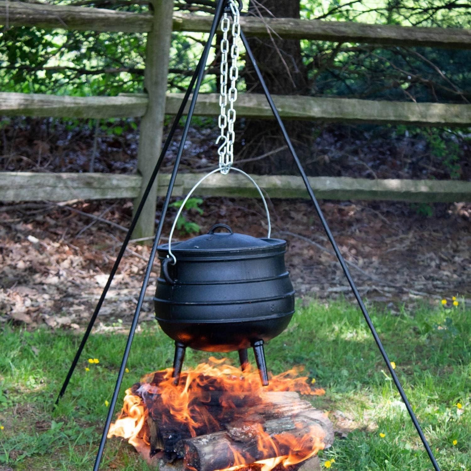 Lehman's Campfire Cooking Kettle Pot - Cast Iron Potje Dutch Oven with 3 Legs and Lid, 15.25 inch, 4.75 Gallon