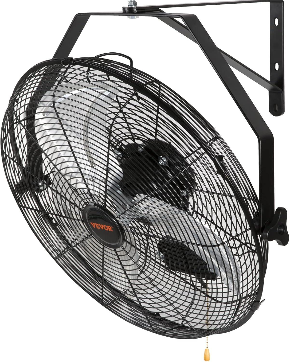 VEVOR 18'' Black Industrial Wall Mount Fan with Aluminum Blades