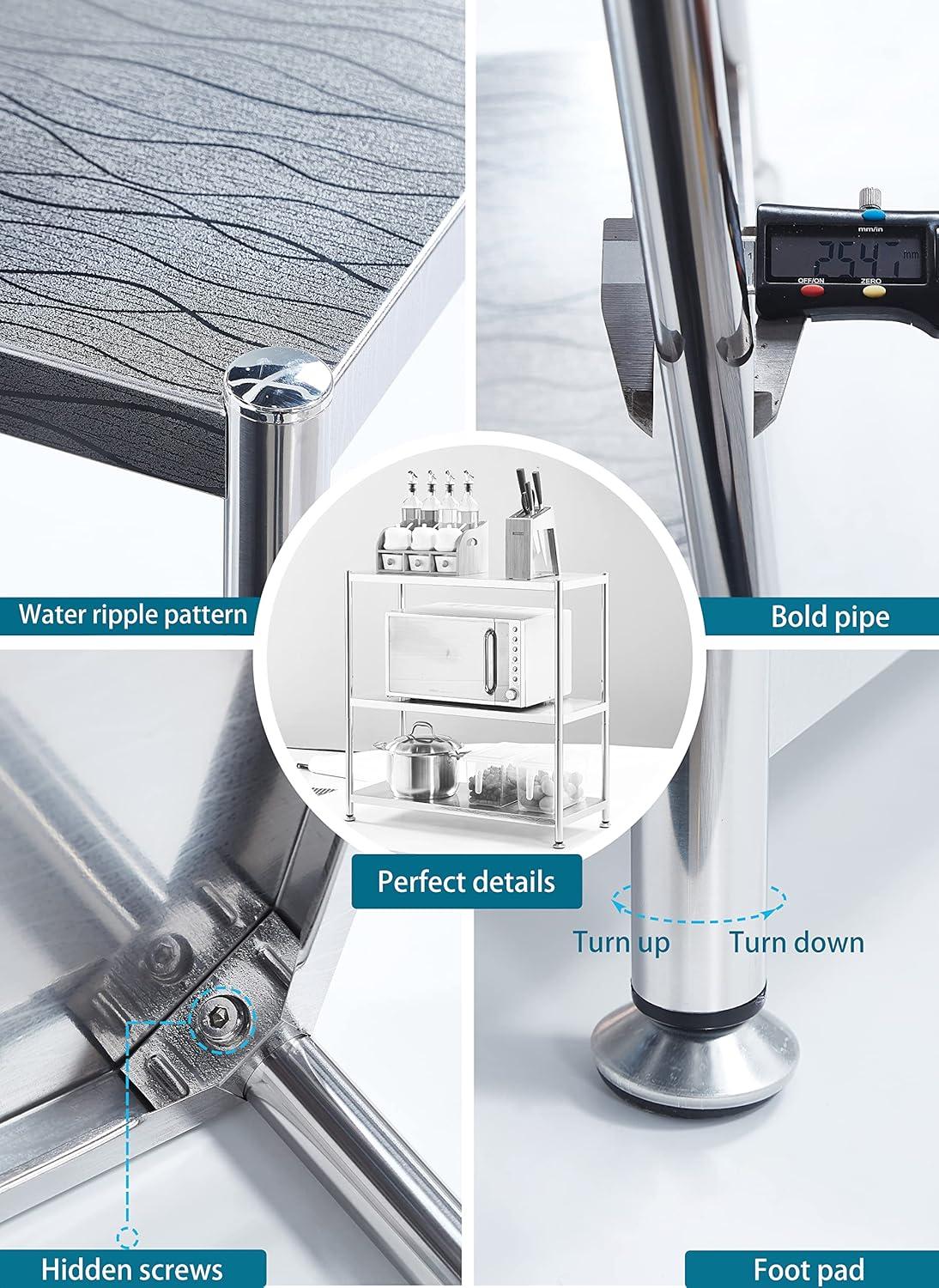 susunnus Stainless Steel Shelves 23.6in-5 Tier, Stainless Steel Shelf Organizer, Kitchen Storage Shelves,Artistic Texture, Pragmatic & Sturdy & Waterproof