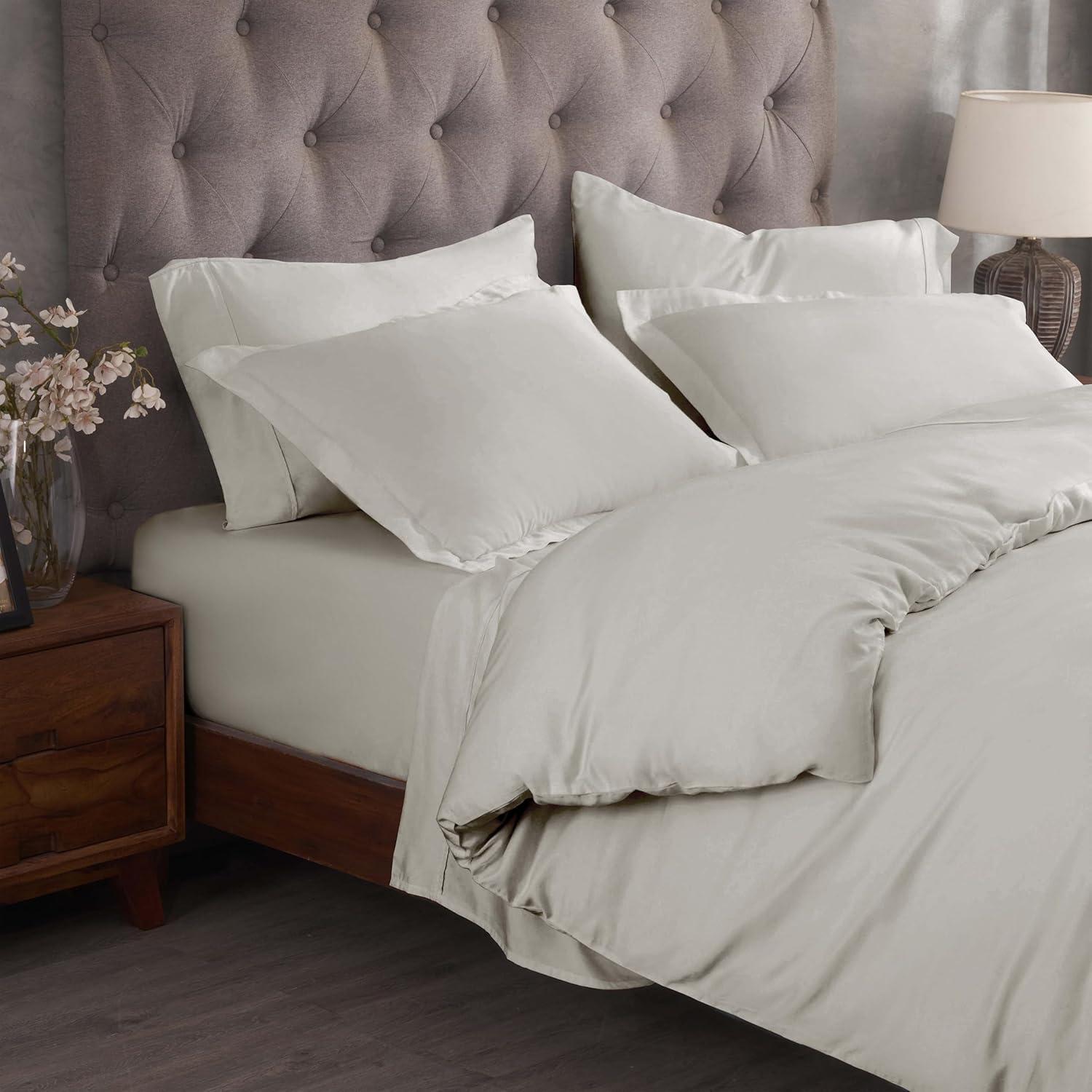 Superior Egyptian Cotton 300 Thread Count Duvet Cover Set, Twin, Light Grey