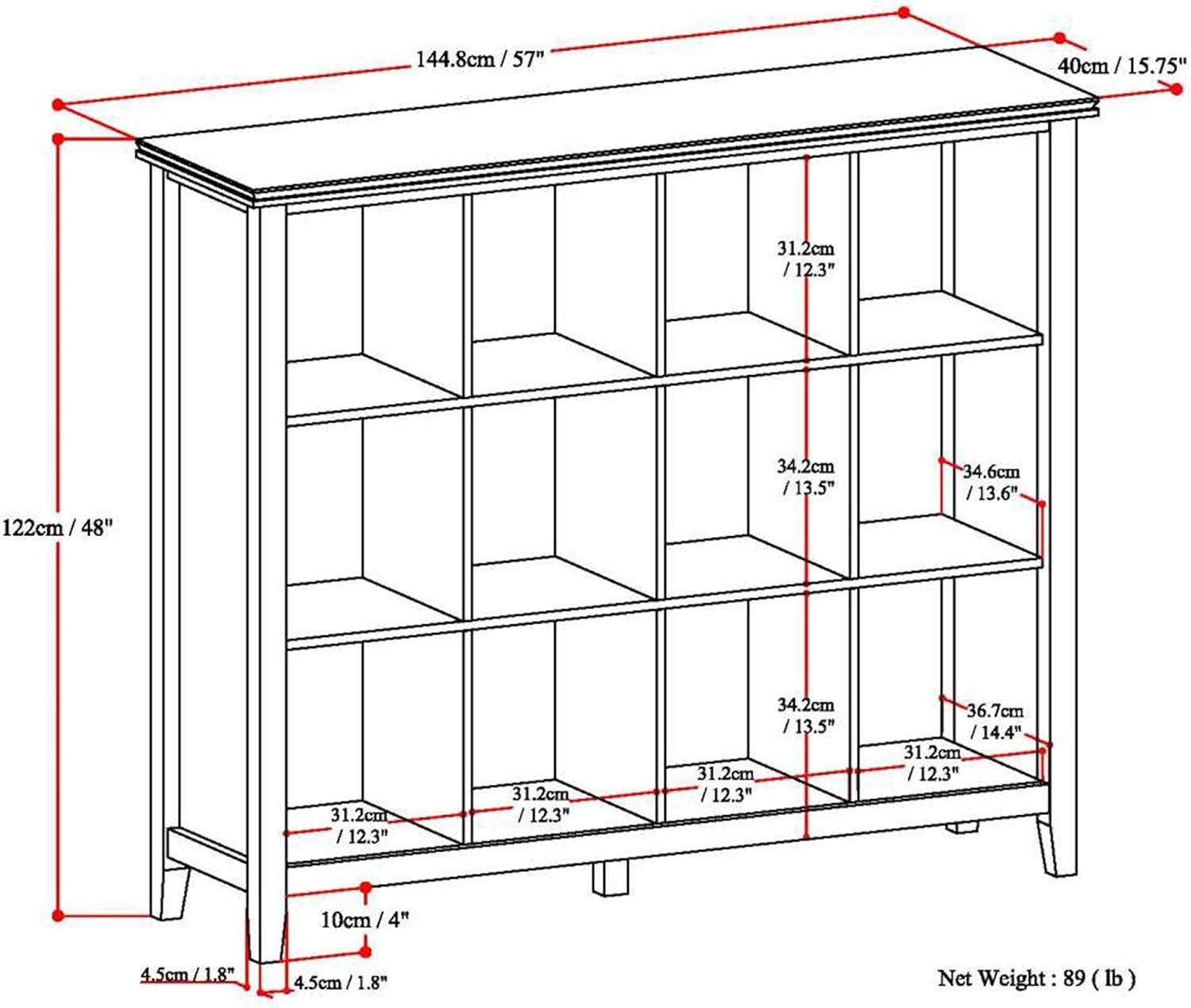 Honey Brown Solid Wood 12 Cube Storage Unit