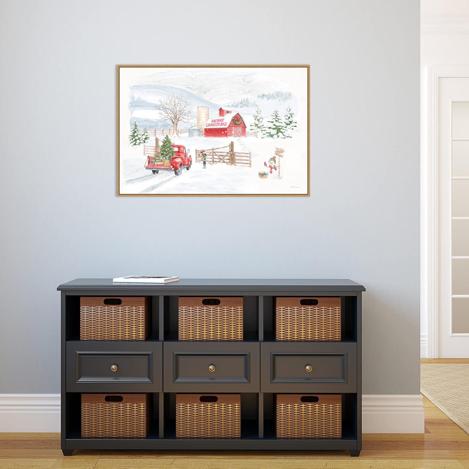 Amanti Art Home For The Holidays I Snowman by Beth Grove Canvas Wall Art Print Framed 33-in. x 23-in.