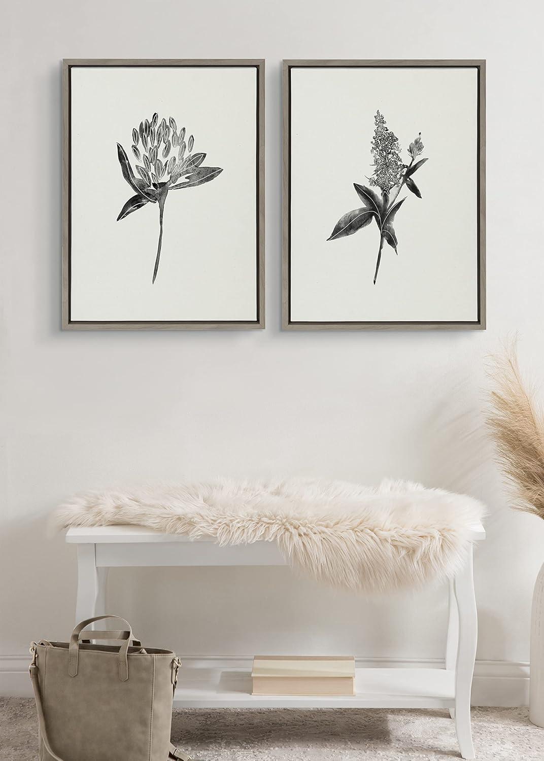 (Set of 2) 18" x 24" Sylvie Vintage Botanical 1 and 2 Framed Canvas - Kate & Laurel All Things Decor