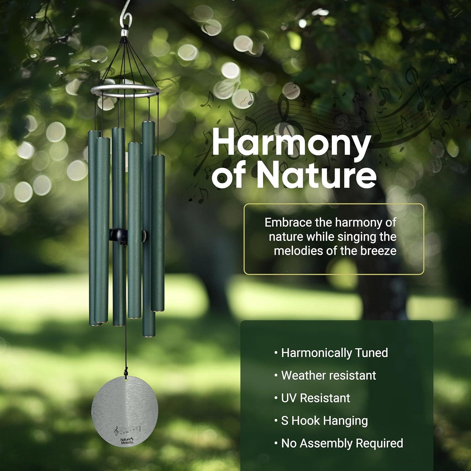 Nature's Melody Tuned 6-Tube Outdoor Wind Chimes