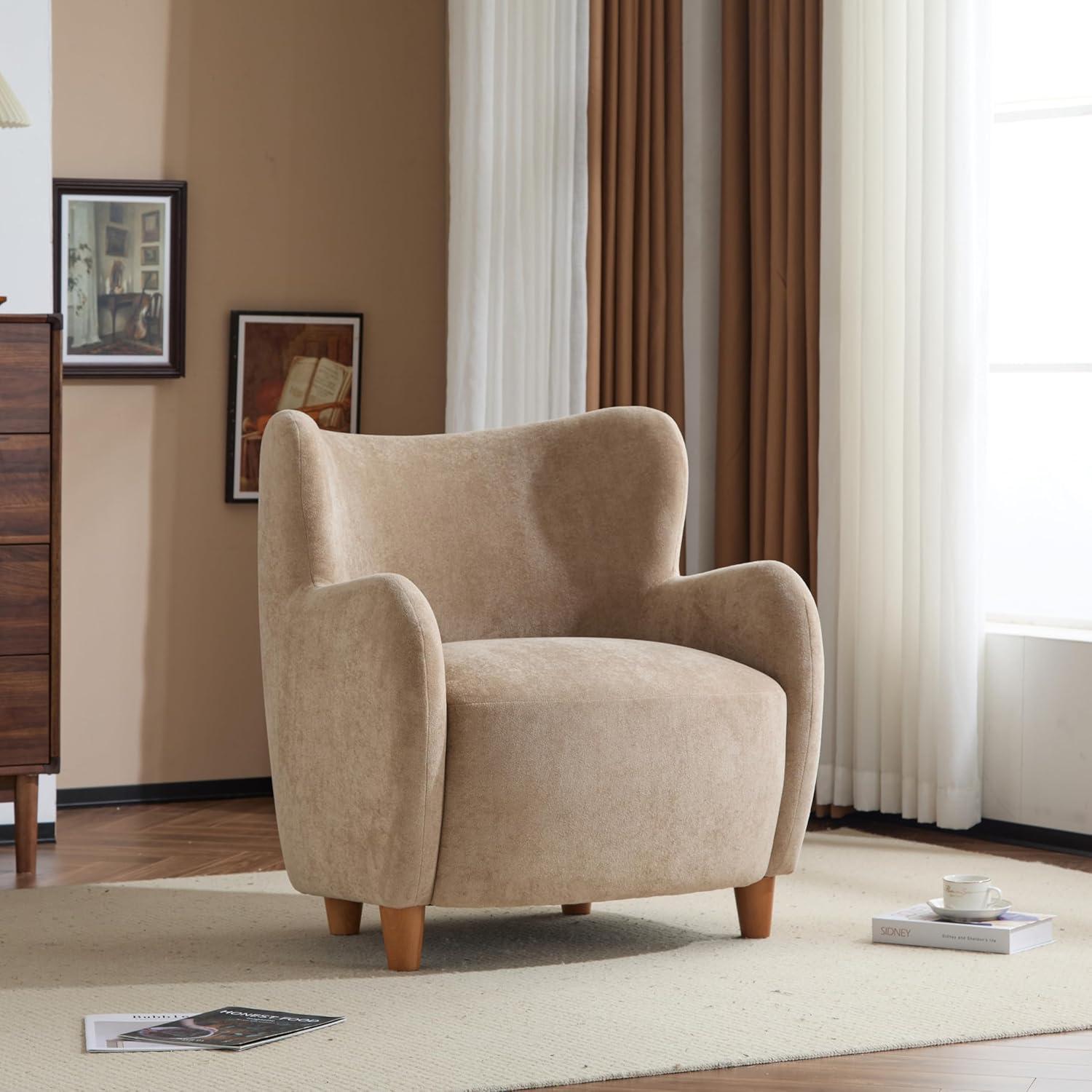 Christopher Knight Home Bacho Cozy Wingback Upholstered Accent Chair, Camel