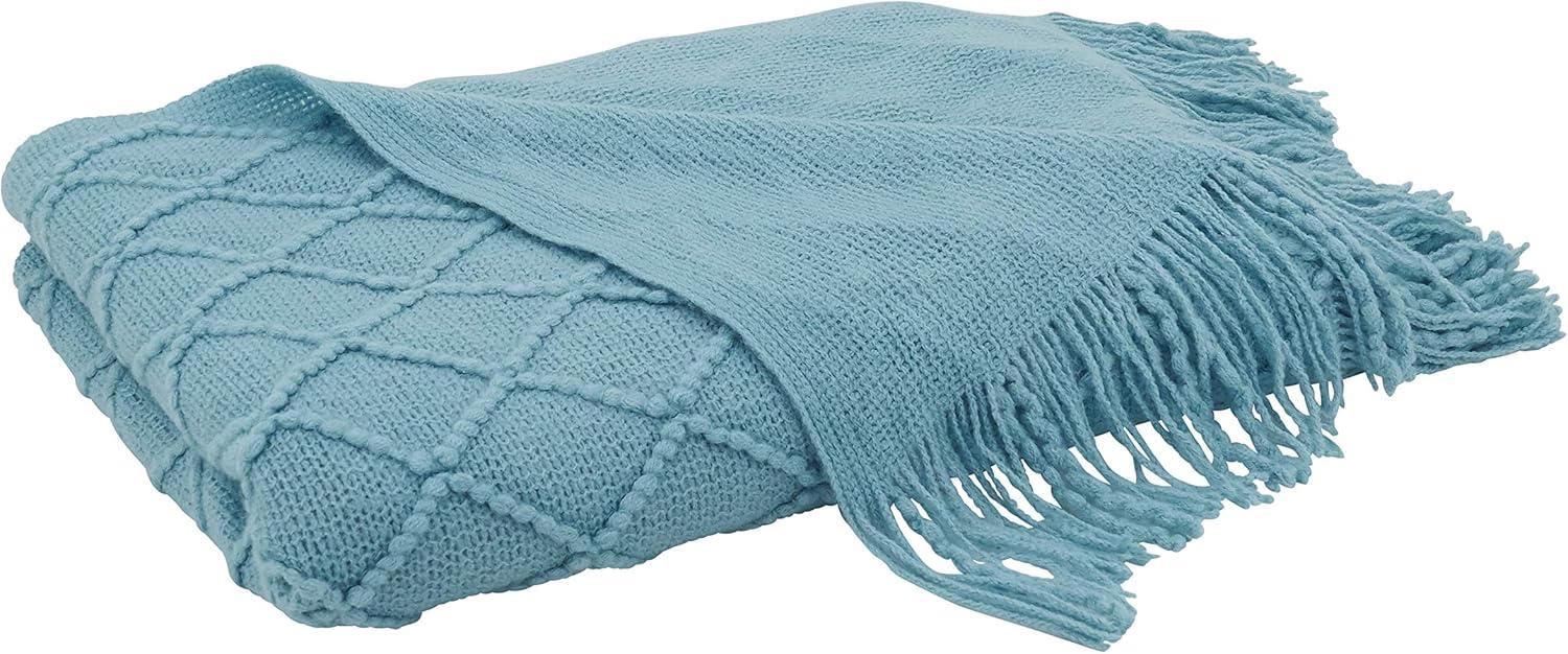 50"x60" Solid with Knitted Design Throw Blanket - Saro Lifestyle