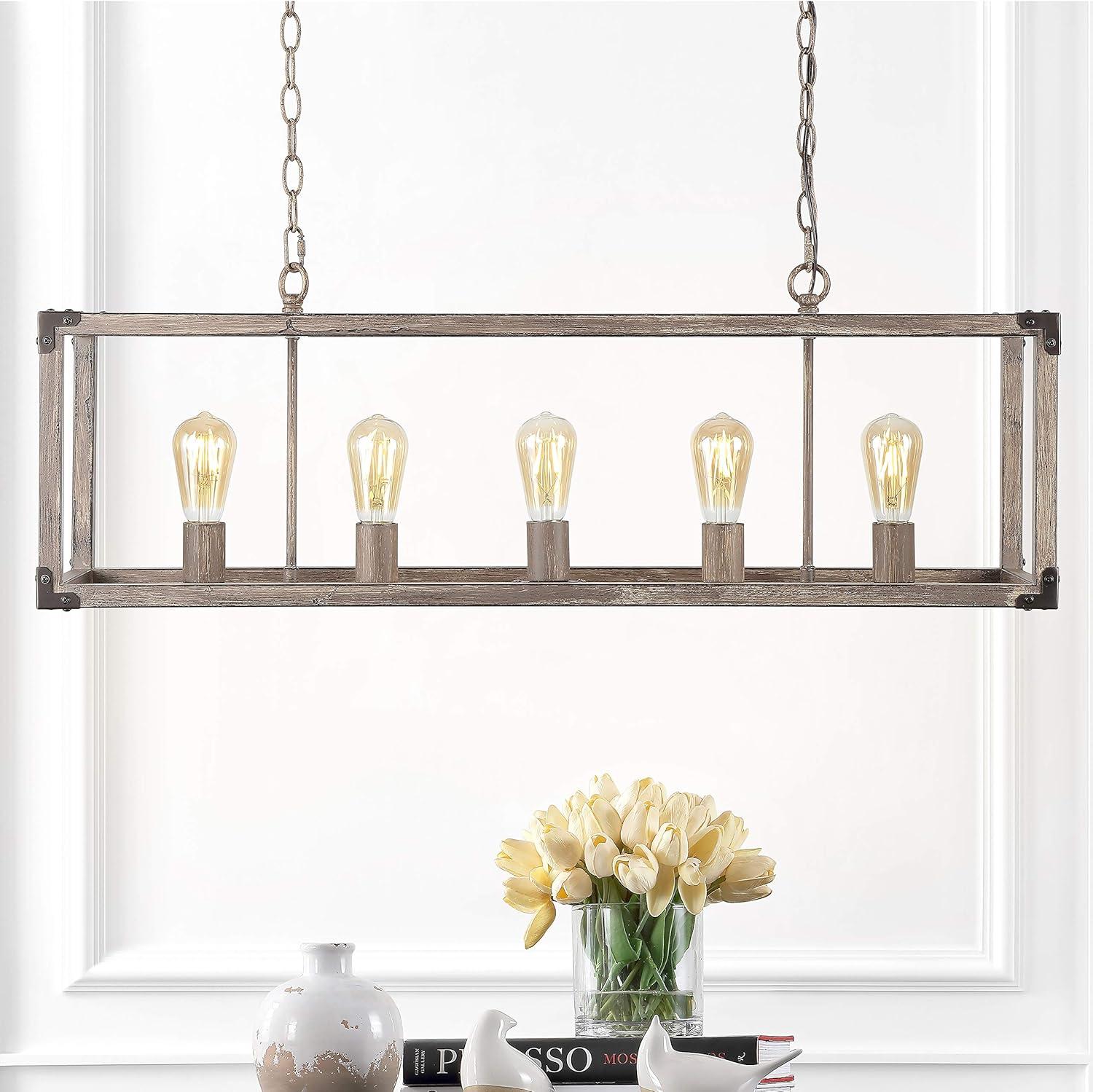 Magnolia Rustic 36" 5-Light Farmhouse LED Pendant in Oil-Rubbed Bronze