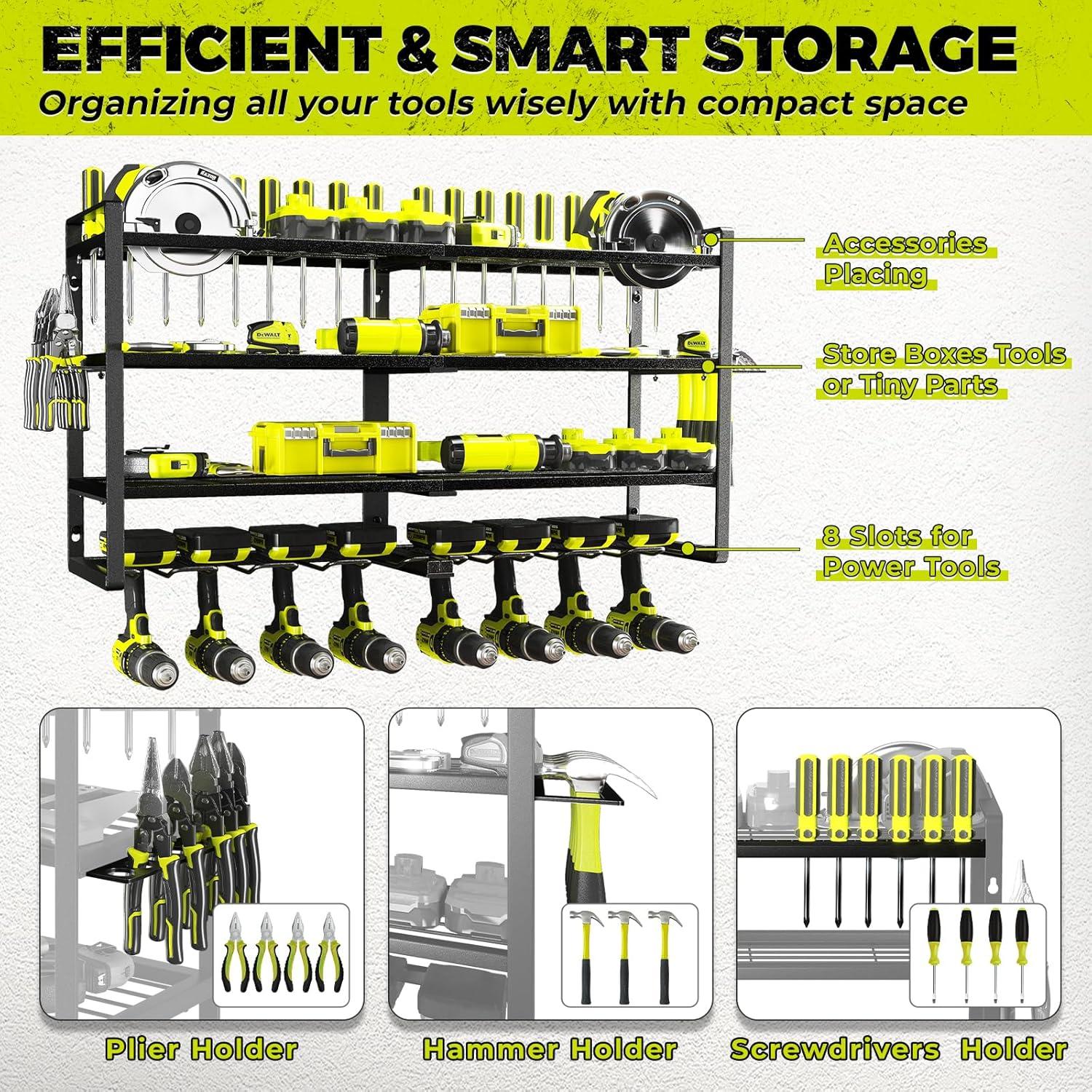 Black Heavy Duty 4-Layer Metal Power Tool Organizer