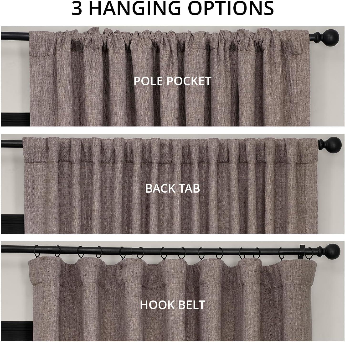 HPD Half Price Drapes Mink Extra Wide Faux Linen Room Darkening Curtains for Bedroom & Living Room Curtains (1 Panel), Door & Window Curtains 84 inch length, Rod Pocket Curtains & drapes, 50W X 108L