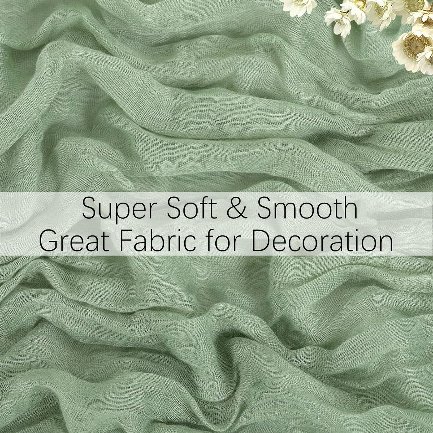 Mint Green Cheesecloth Table Runner 6 Pack 35" Boho Gauze Runner 120 inches Long Tablecloth Runner Rustic Sheer Fabric Bulk for Baby Shower Wedding Bridal Birthday Party Table Decorations