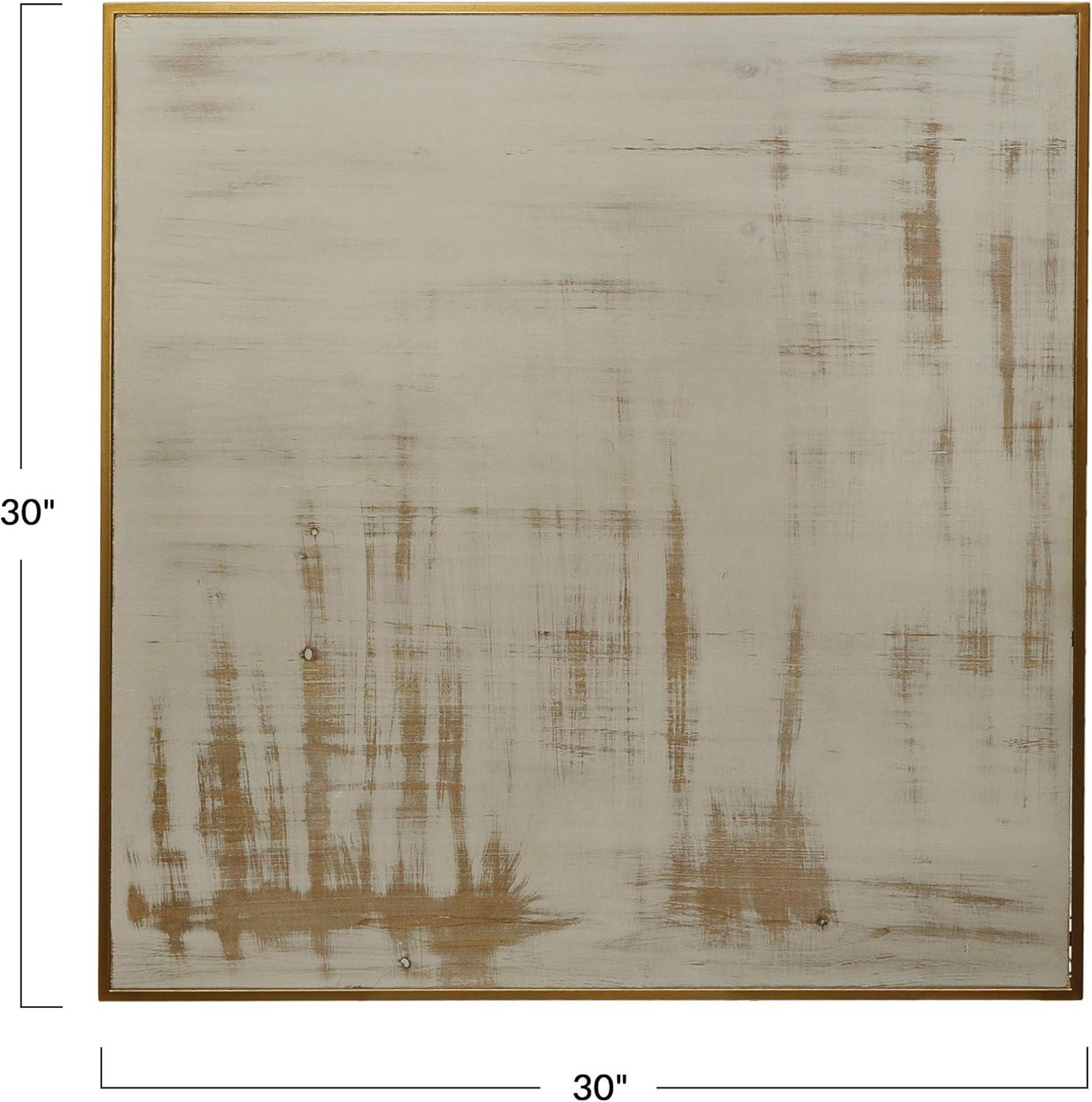 Gold Framed Beige and Cream Abstract Print Wall Art