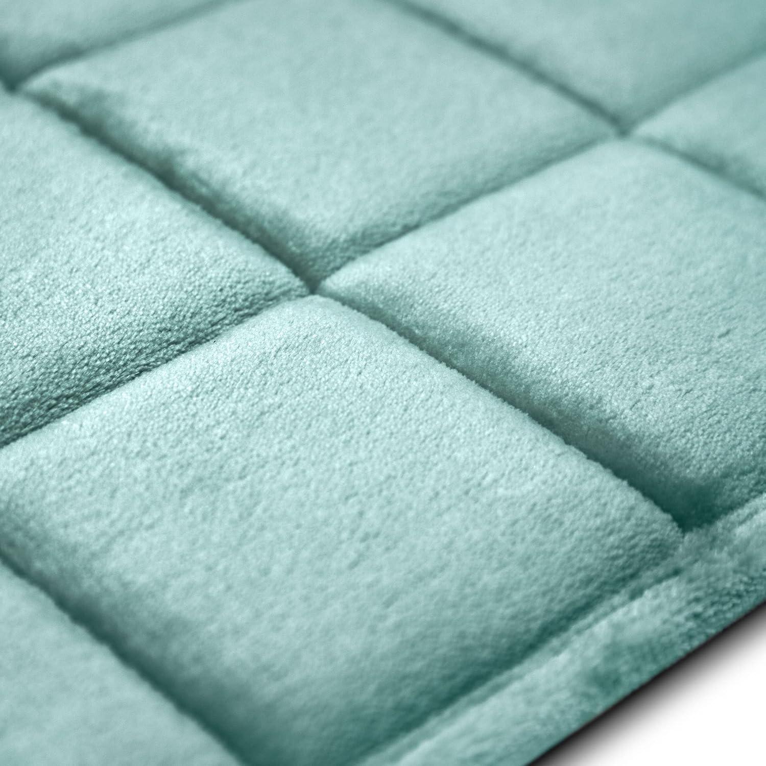 24"x58" MICRODRY SoftLux Racetrack Twist Memory Foam Bath Mat with Skid Resistant Base Aqua: Machine Washable, Plush Bathroom Runner