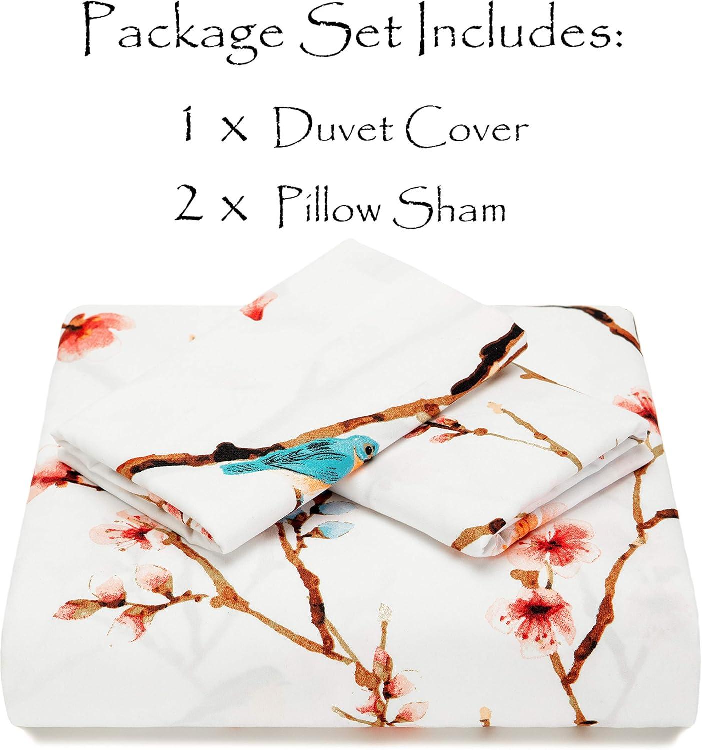 Chanasya Ultra Soft Sakura Cherry Tree Reversible Duvet Cover Set