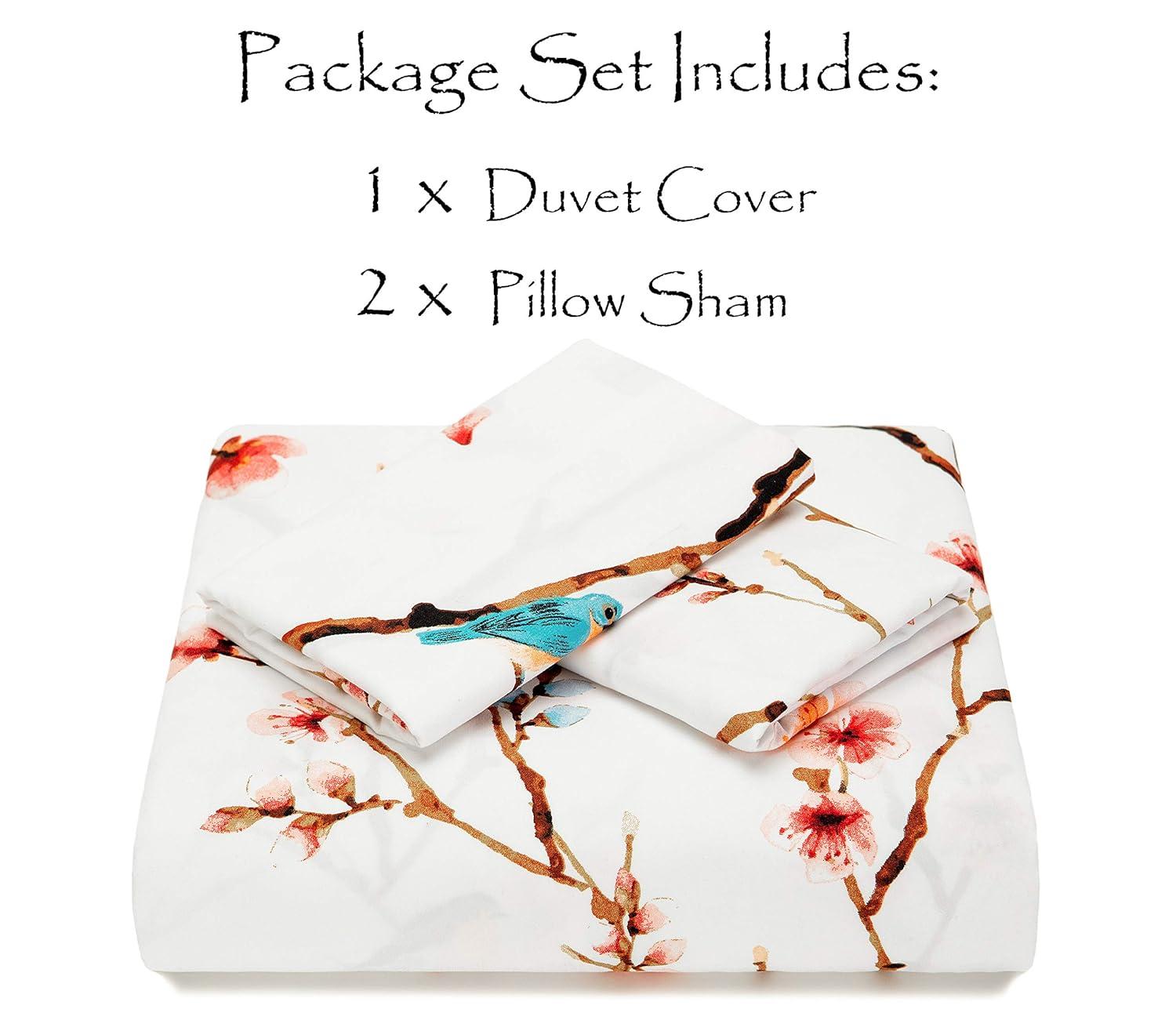 Chanasya Ultra Soft Sakura Cherry Tree Reversible Duvet Cover Set