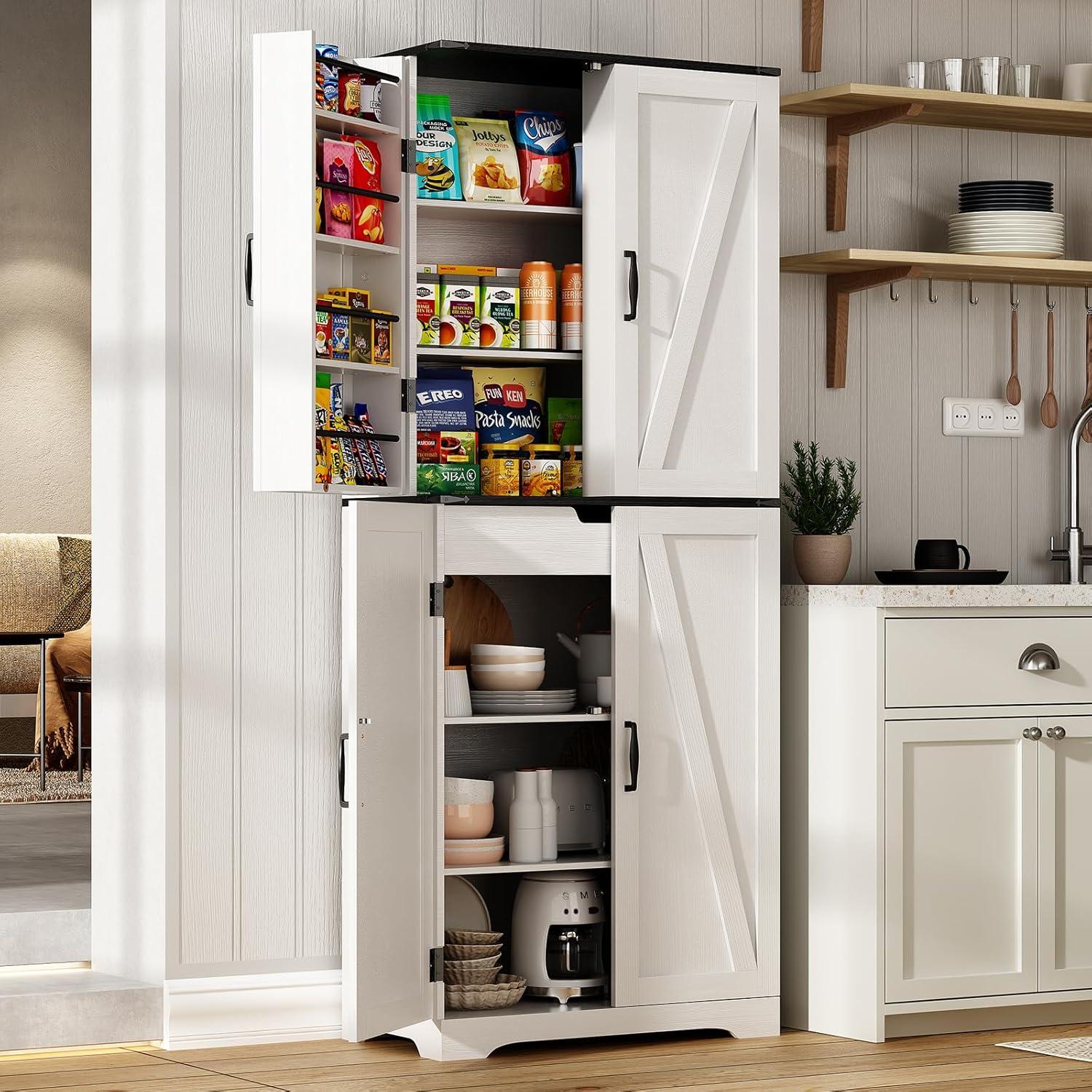 Aaleah 72'' Kitchen Pantry With Classified Pantry Door, Storage Cabinet with Organizer, Drawer